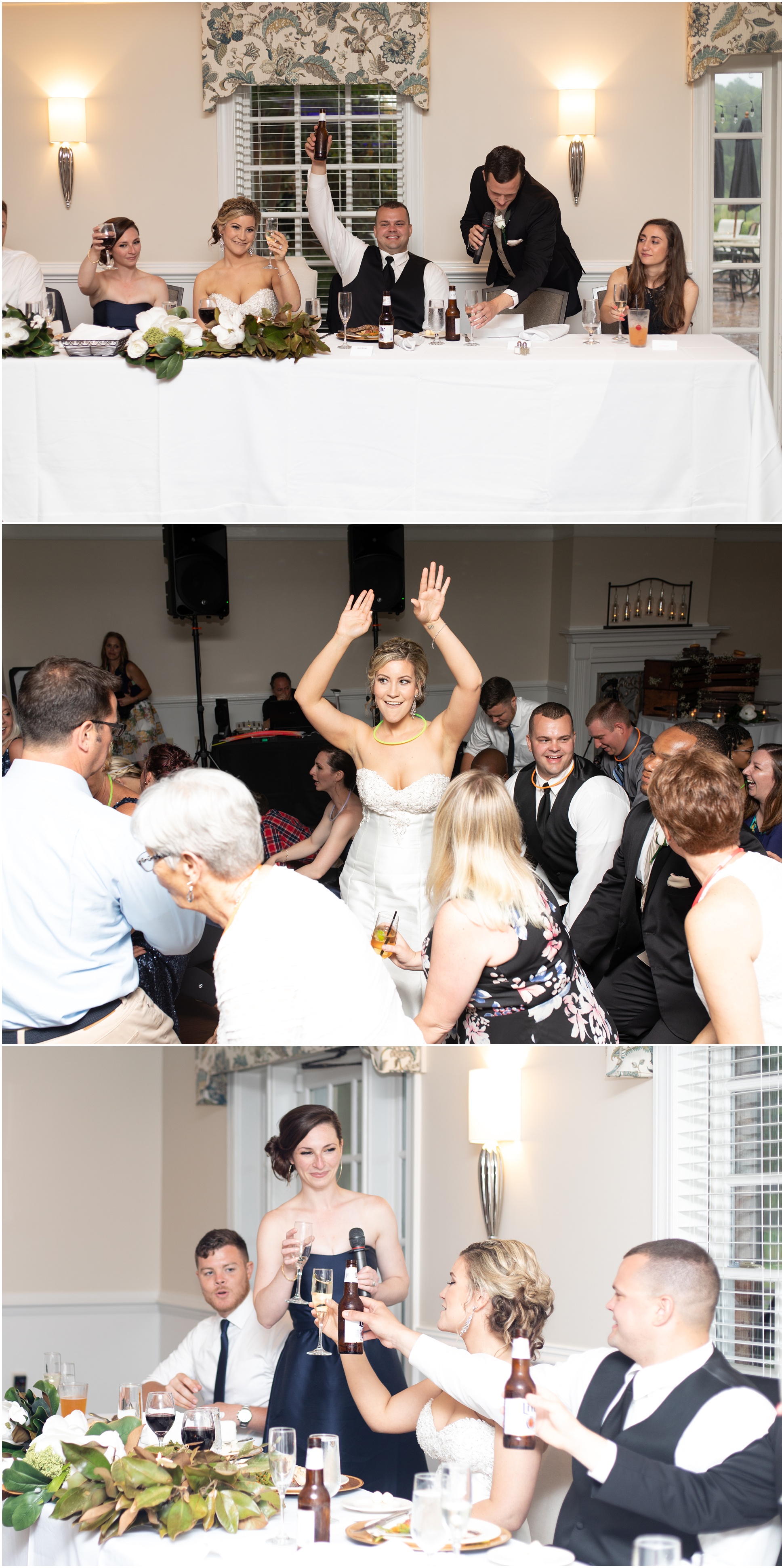 Bride Dancing and Bridal Party Giving Speeches at Swan Point Yacht and Country Club
