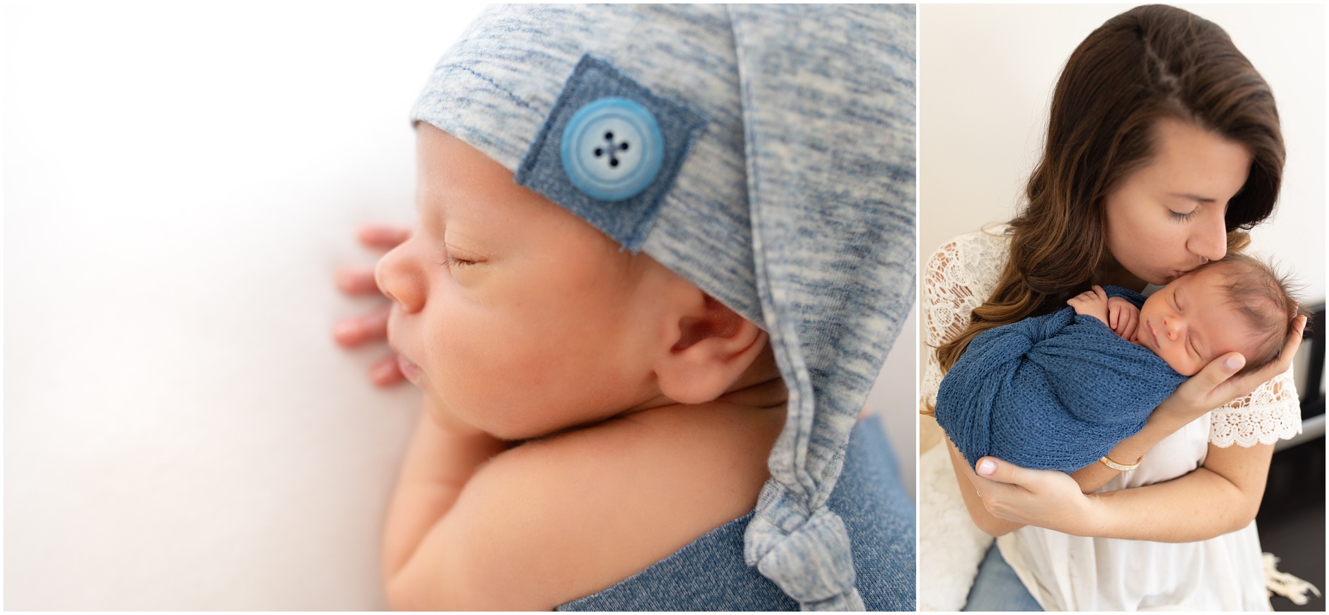 AZ Newborn Baby Boy Wrapped in a Blue Wrap and hat by The Tree Top Shoppe
