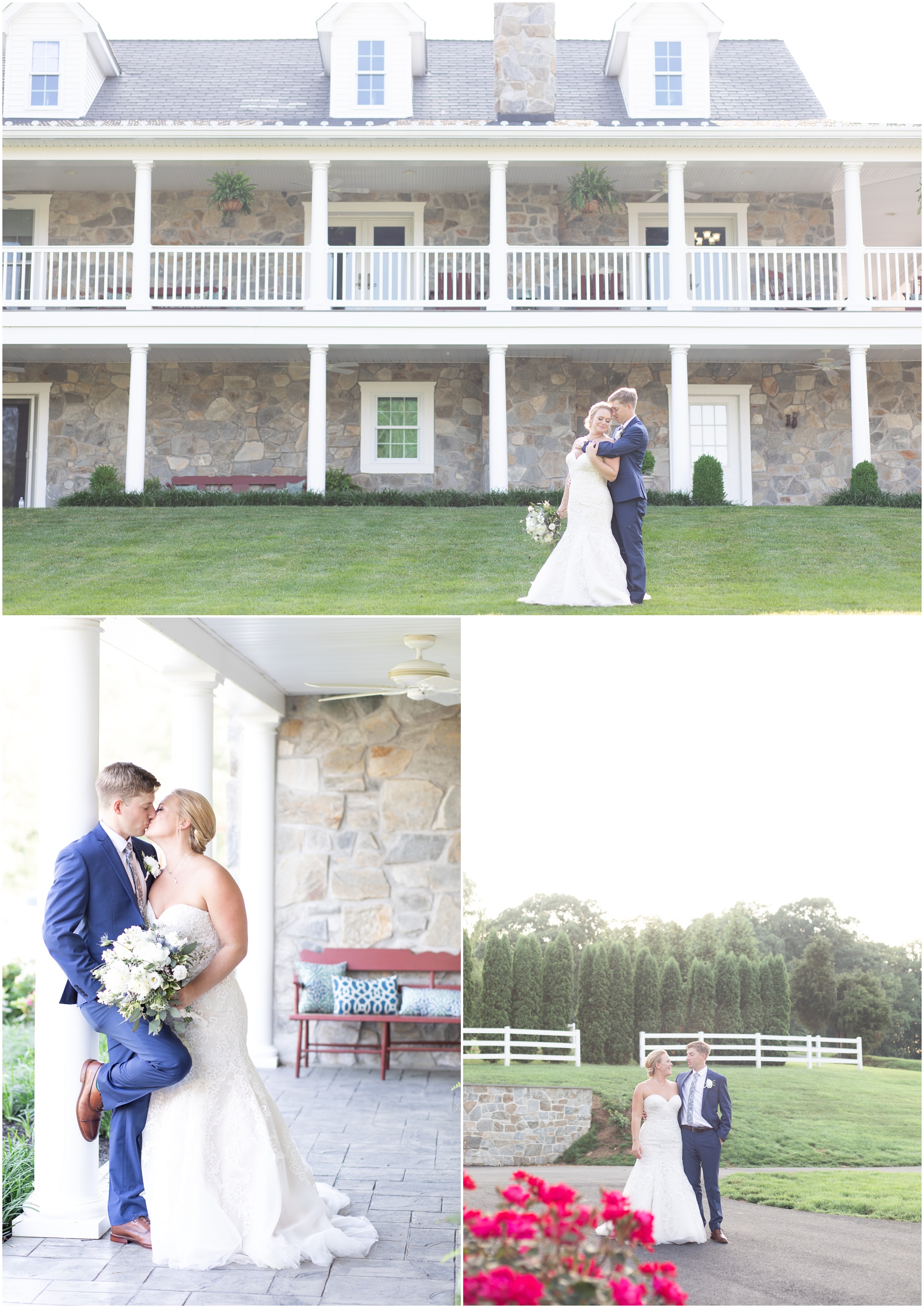 Bride and groom Portraits at Pond View Farms