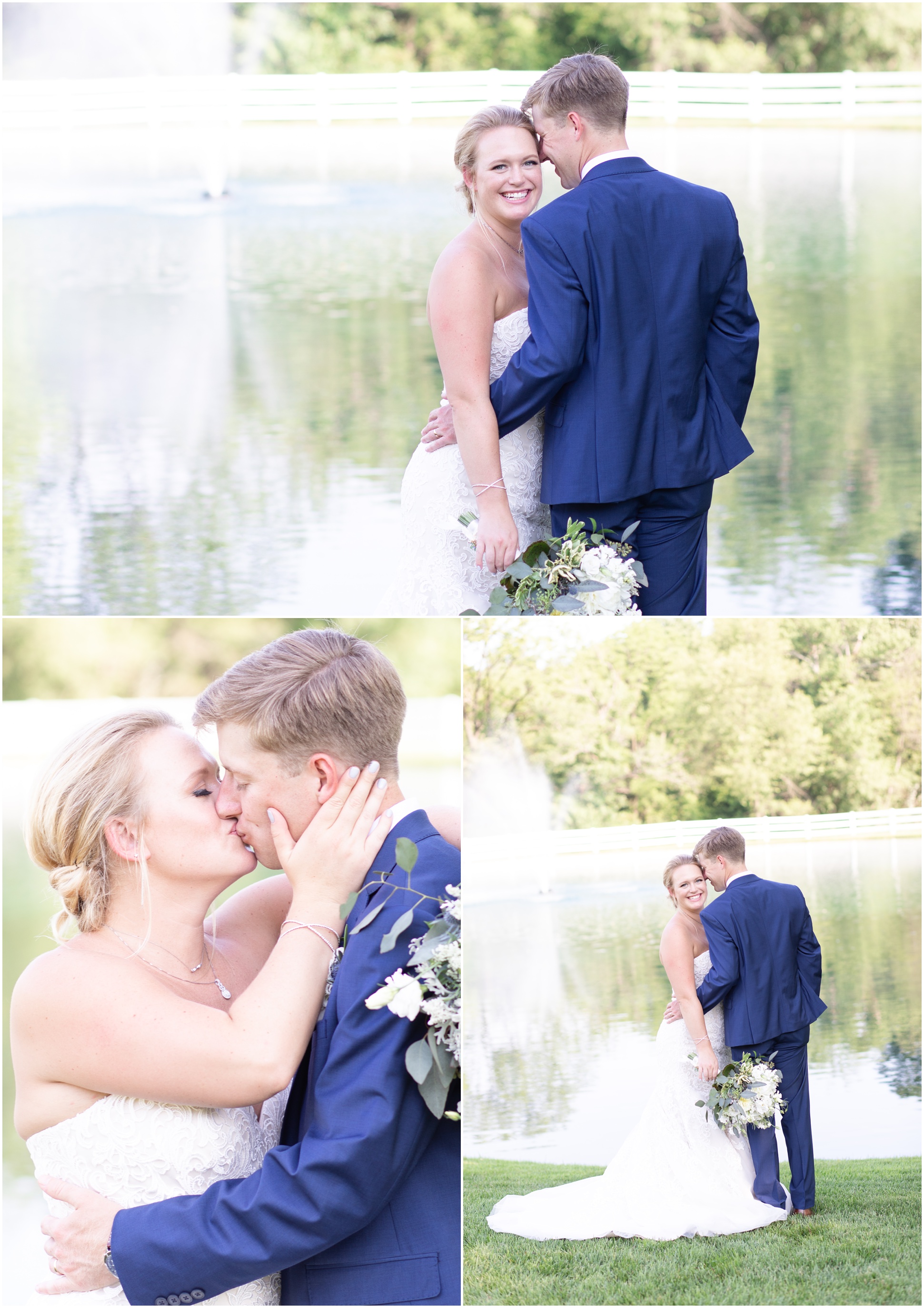 Bride and groom portraits at Pond View Farms