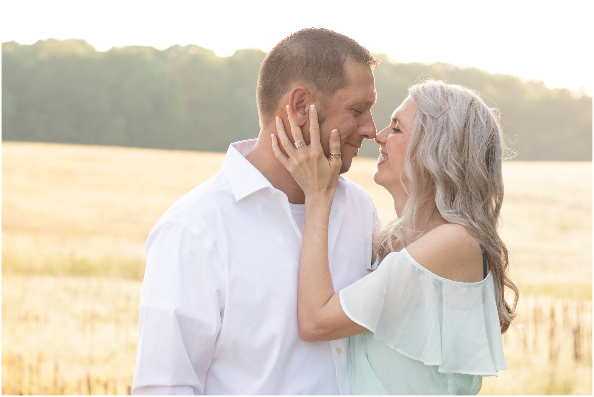 Husband and Wife Portraits in the field of golden light