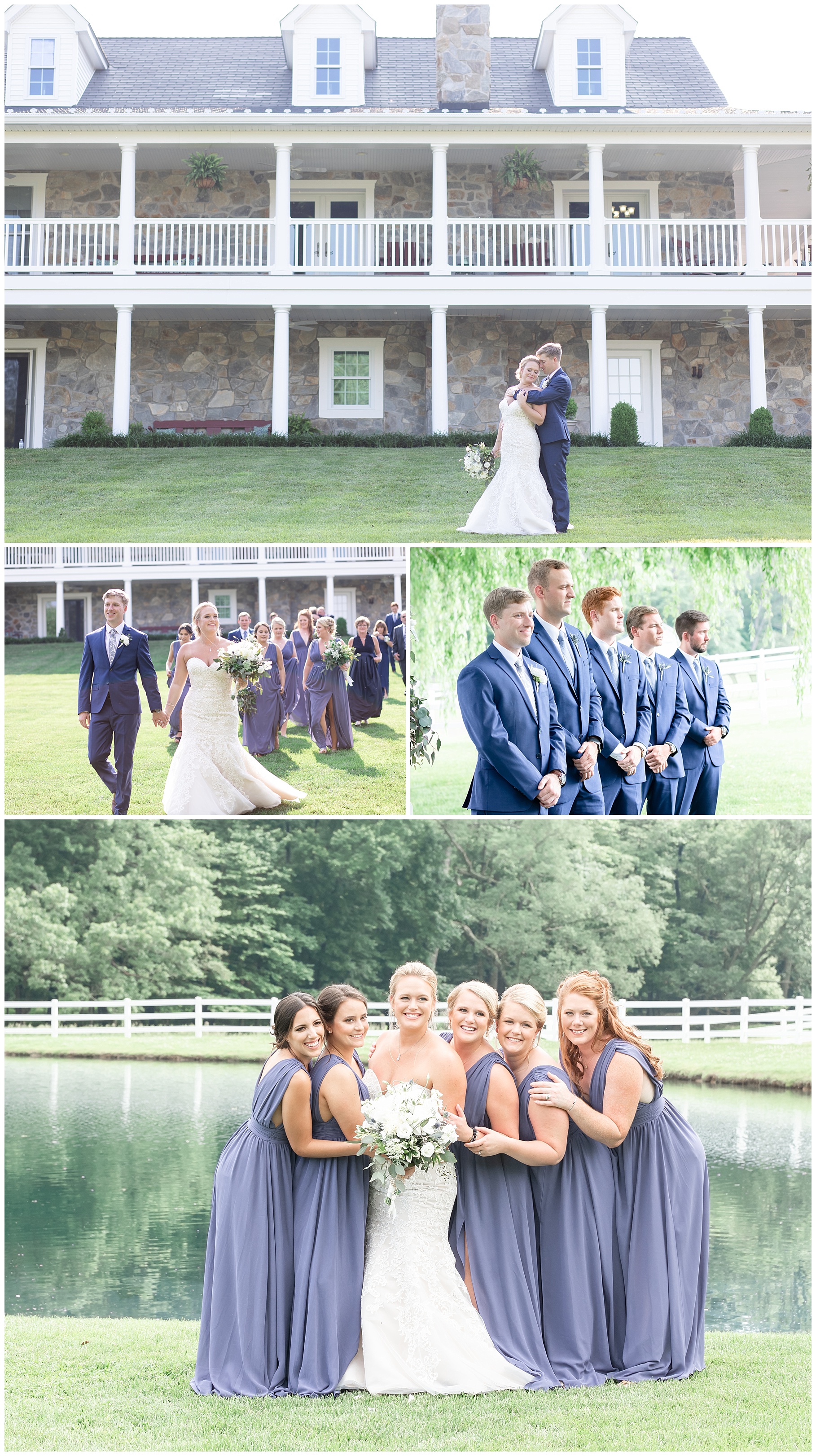 A grid of images from the Summer wedding at Pondview Farms