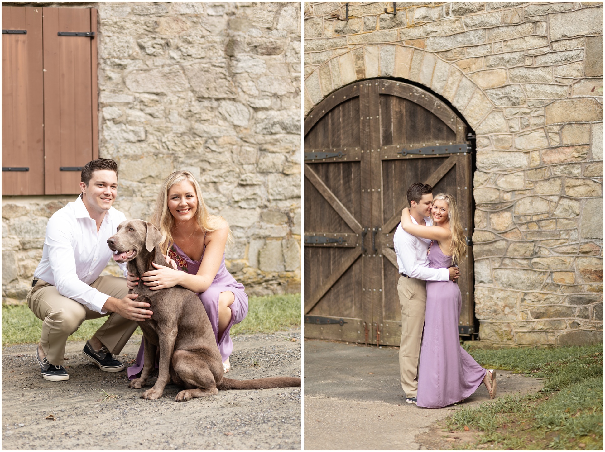two images of the couple during their engagement session at susquehanna state park