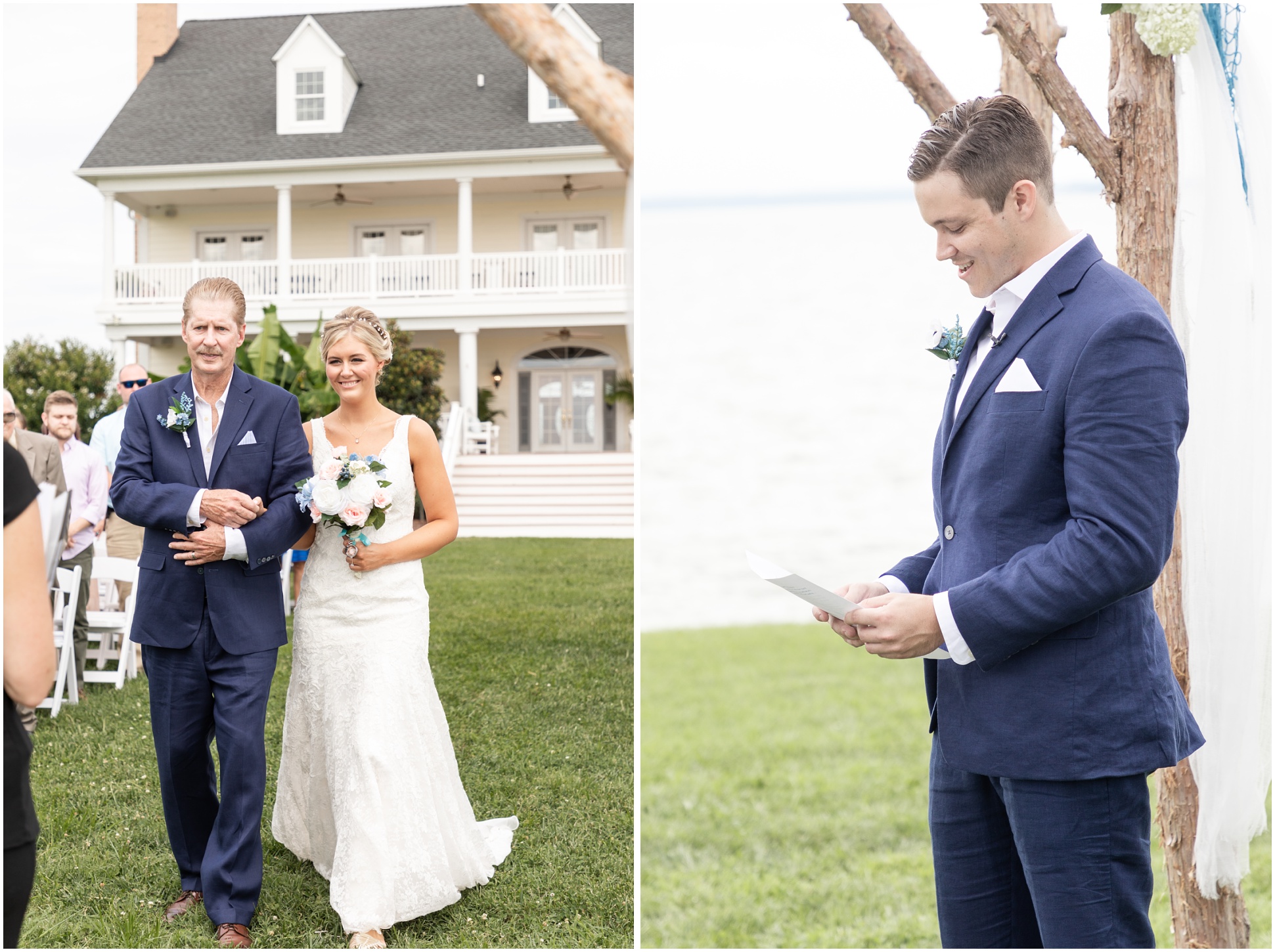 Katie and Rob's Light Blue Waterfront Wedding at Weatherly Farm