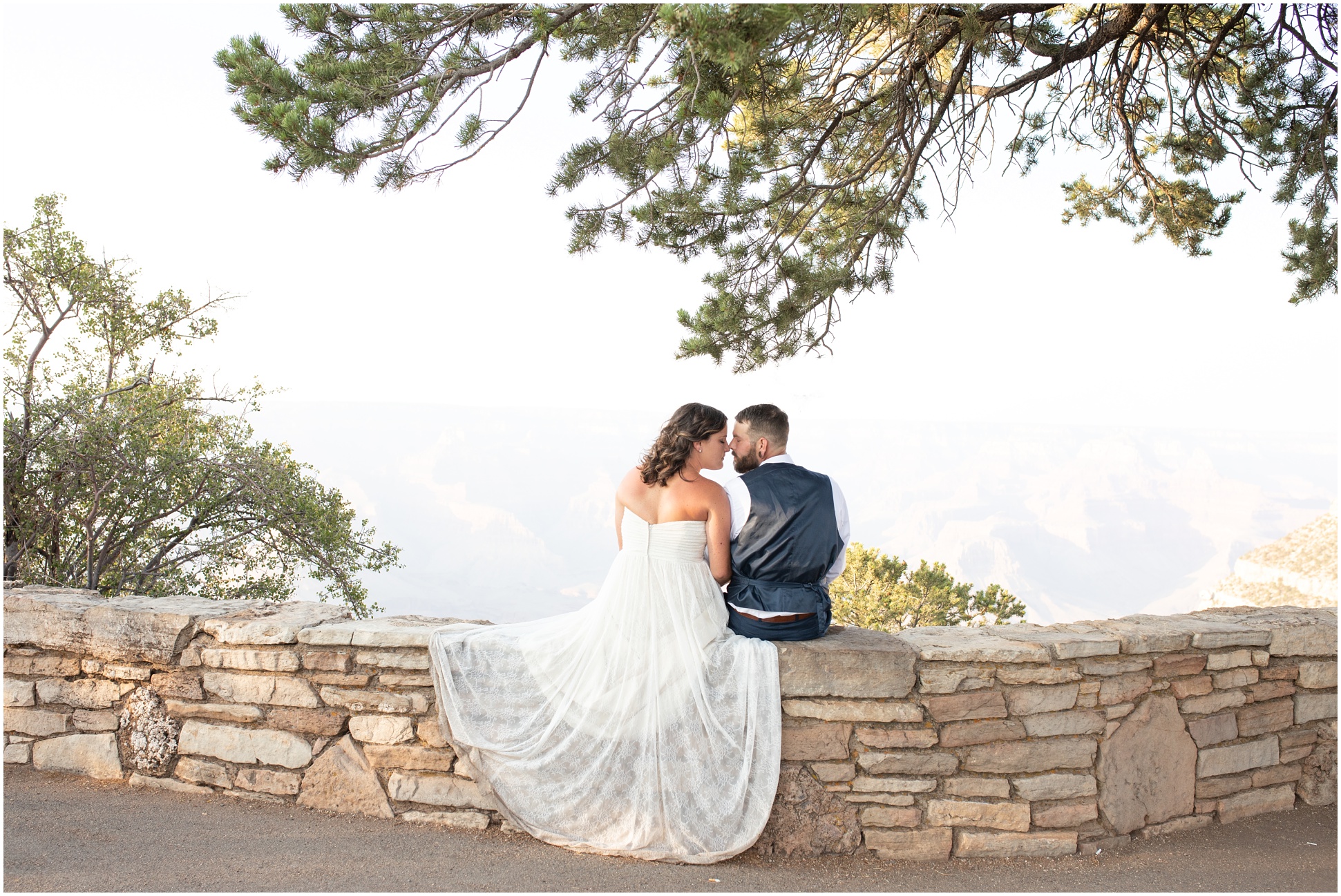 Bride and Groom nose to nose at Grand Canyon Anniversary Session