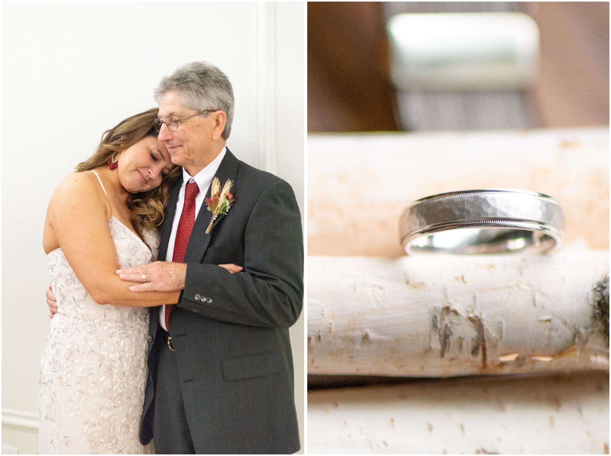 Left: Bride and Dad Portrait, Right: Groom's Ring