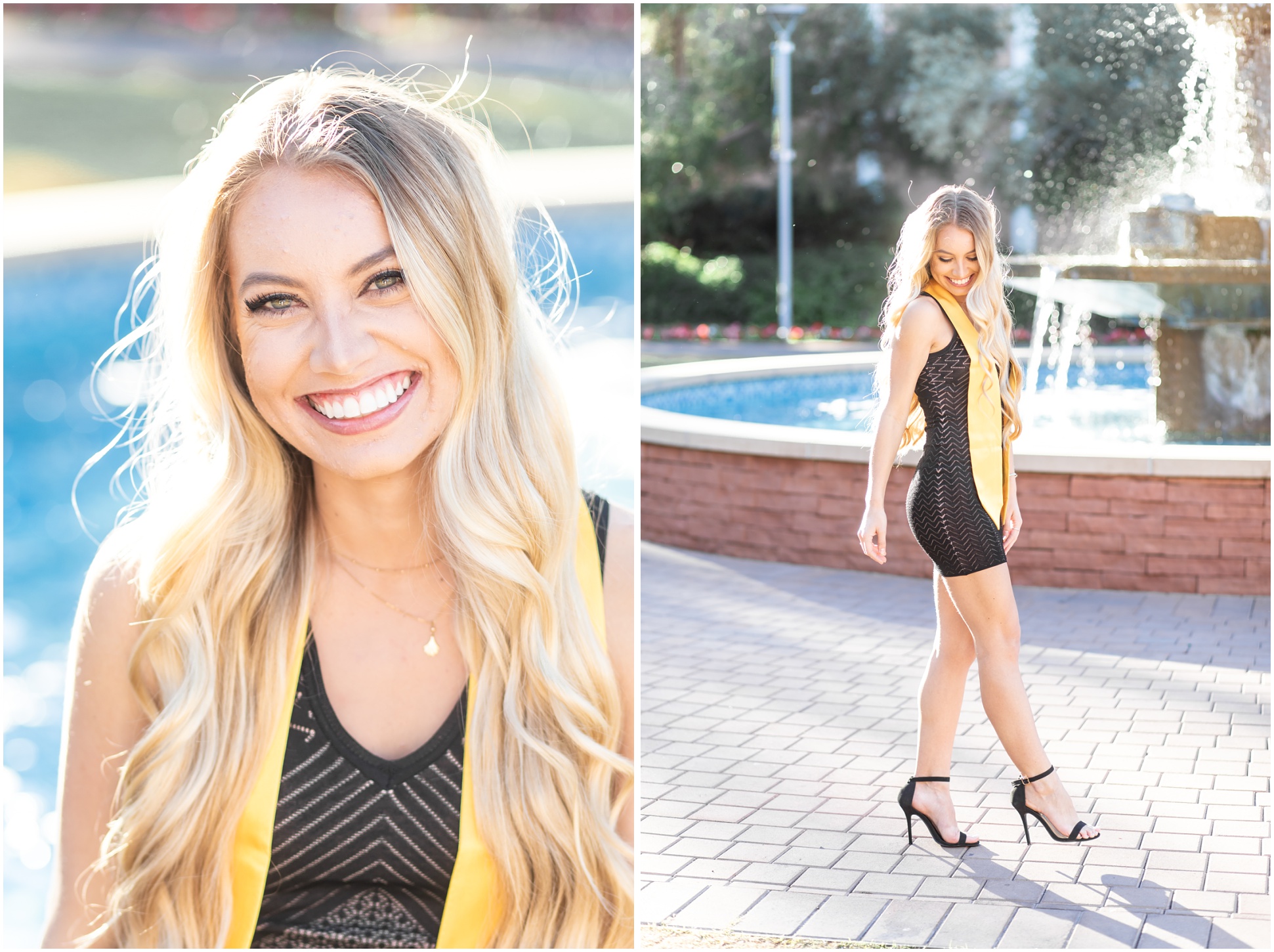 Ally Bascom's Senior Portraits at ASU Tempe in front of the fountain at Old Main by MaeWood Photography