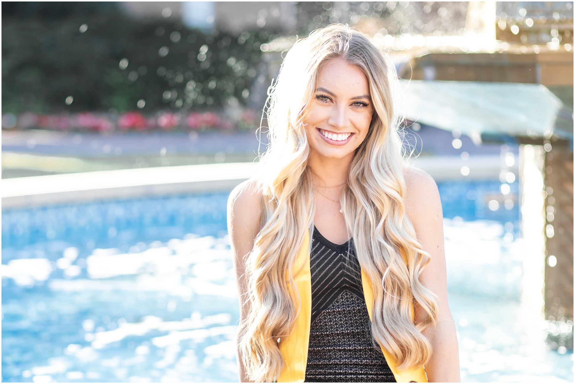 Ally Bascom's Senior Portraits at ASU Tempe in front of the fountain at Old Main by MaeWood Photography