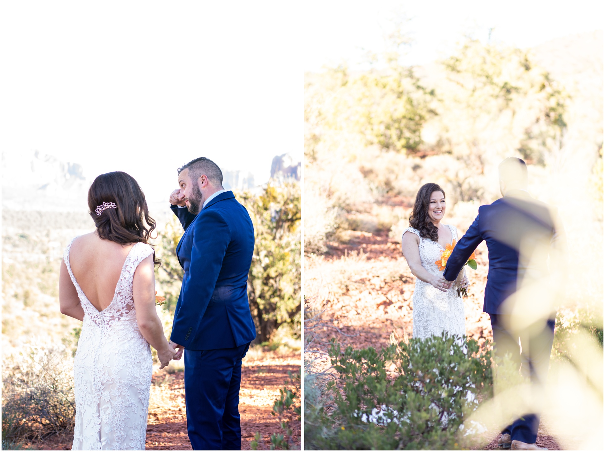 Tiffany and Anthony share their first look overlooking the Red Rocks in Sedona