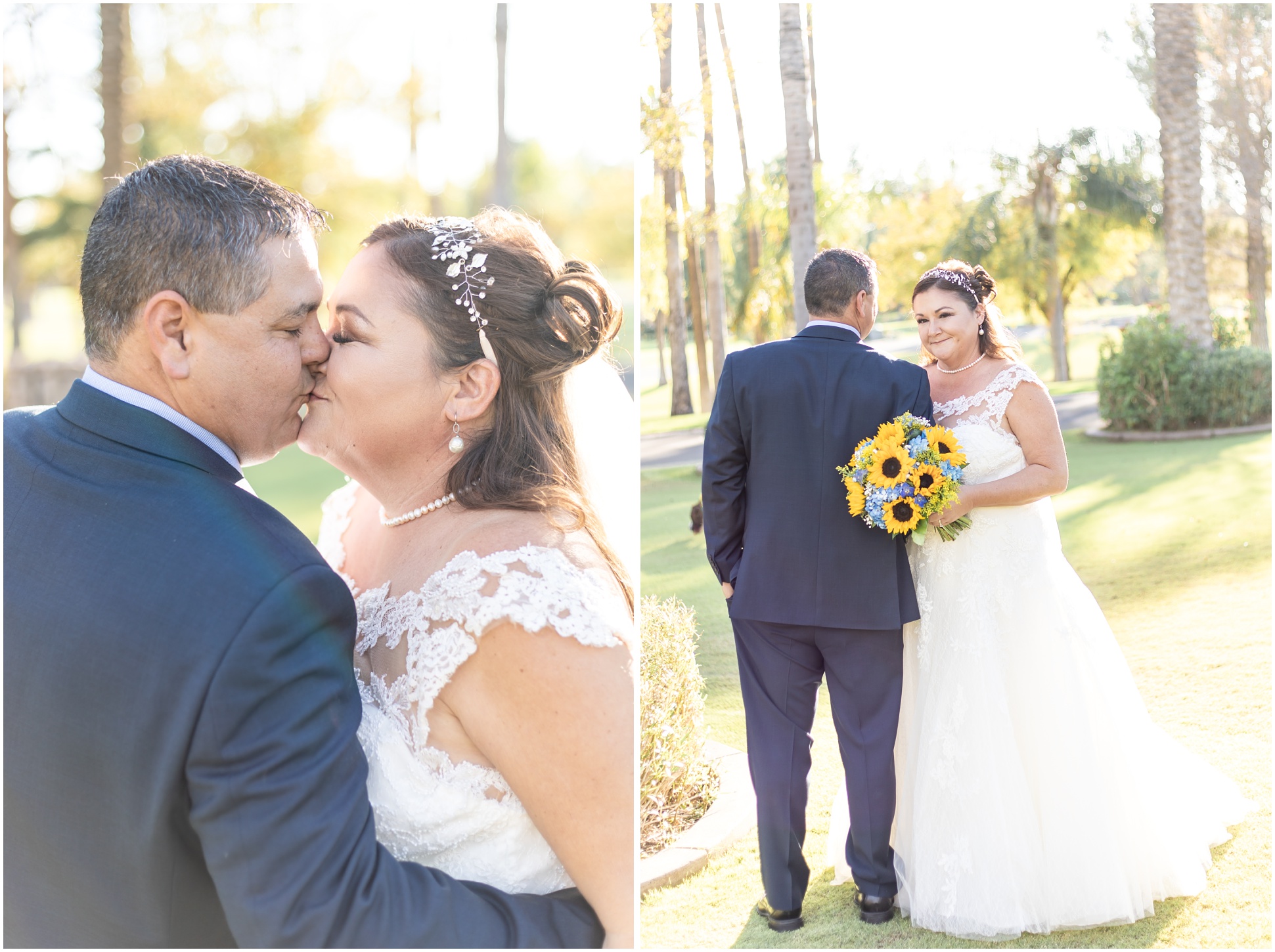 Two images of Bride and Groom Portraits
