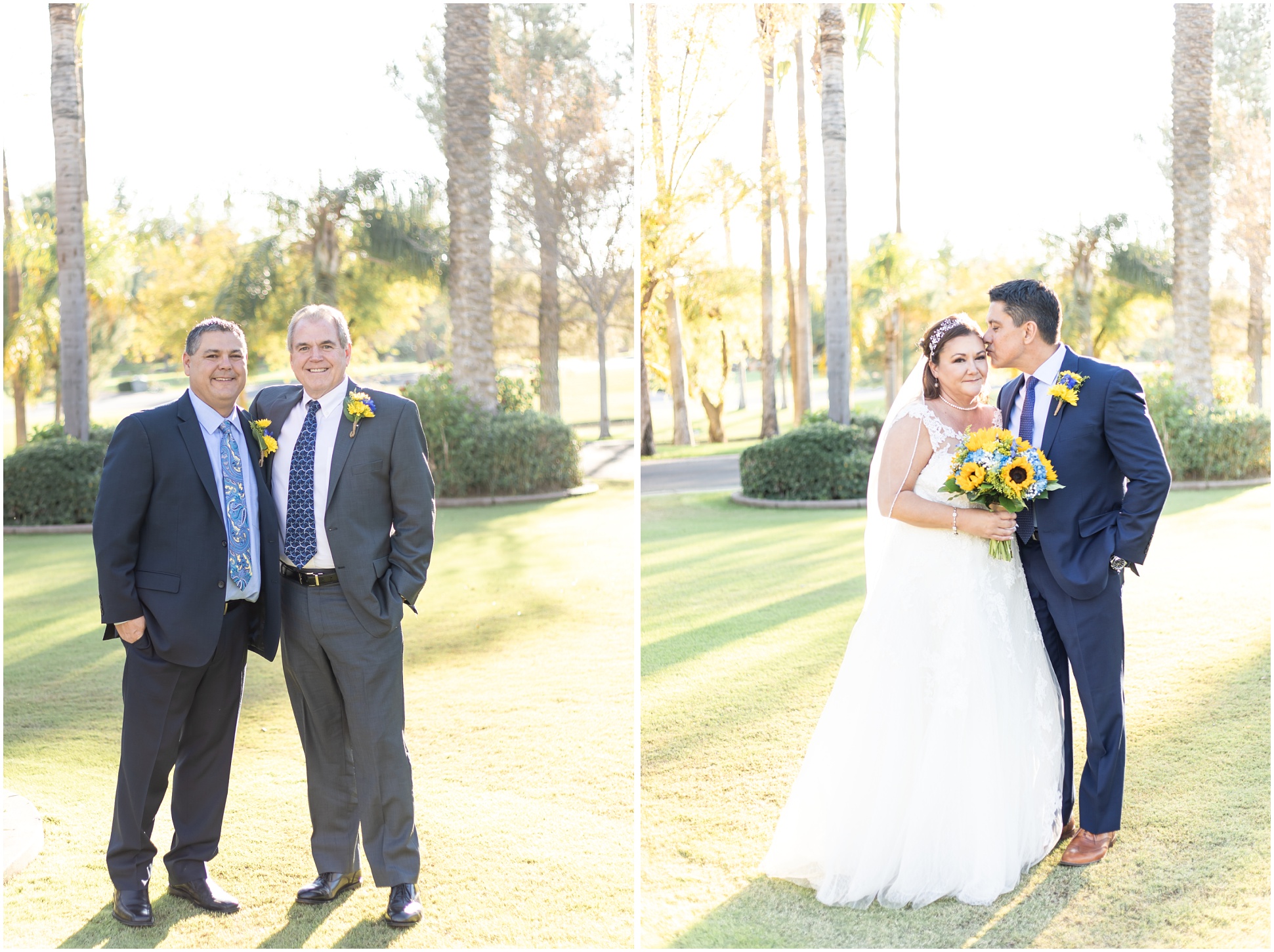 Left Image: Groom and best man, Right Image: Bride and Man of Honor