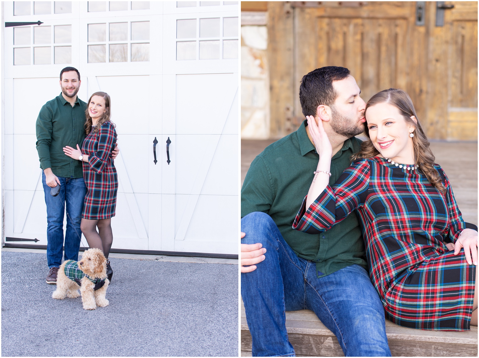 two images of mario and mackenzie during their engagement session