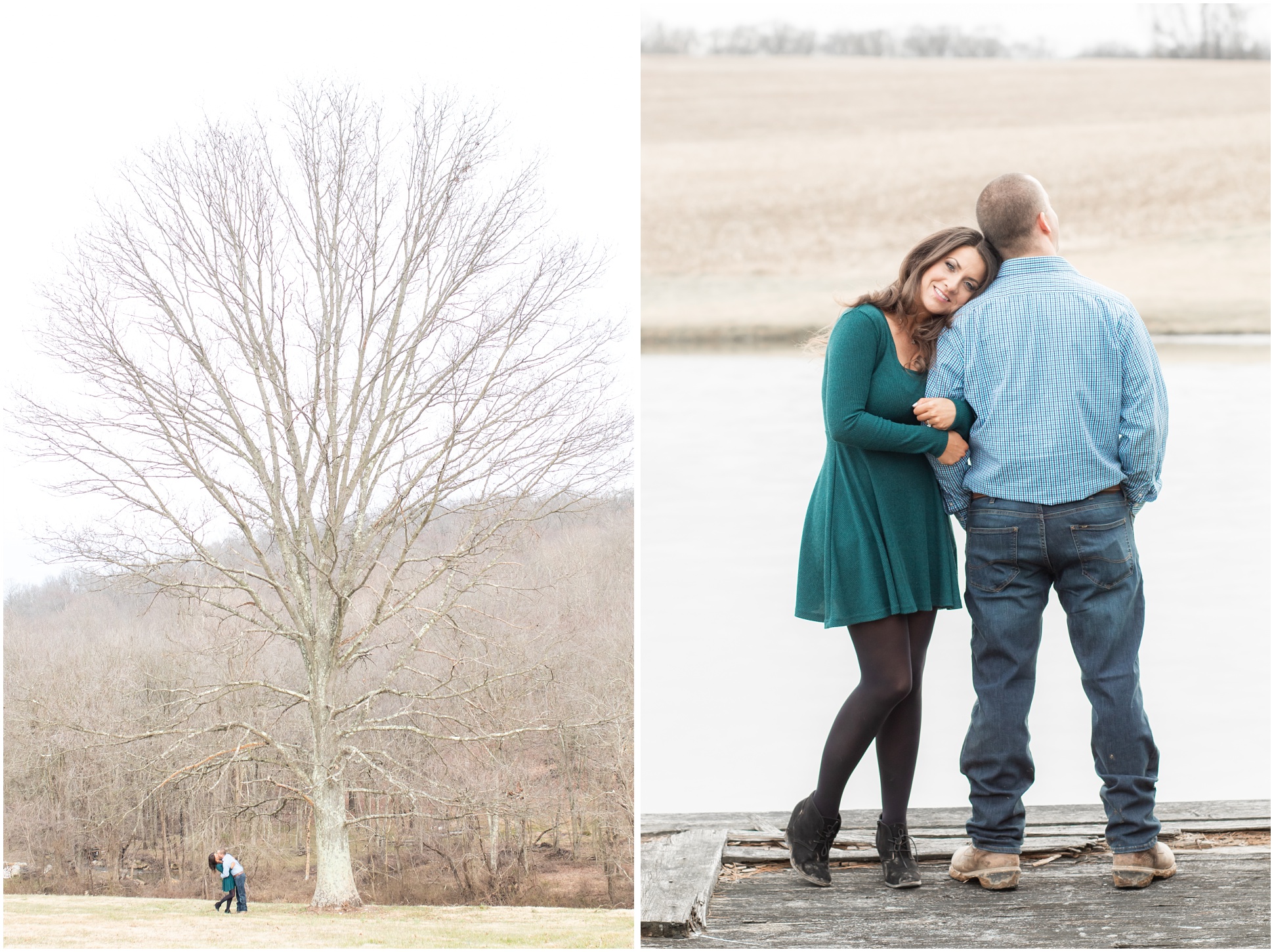 Left Image: Valerie and Ryan standing under a tree, right image: Valerie relaxing on Ryan's shoulder