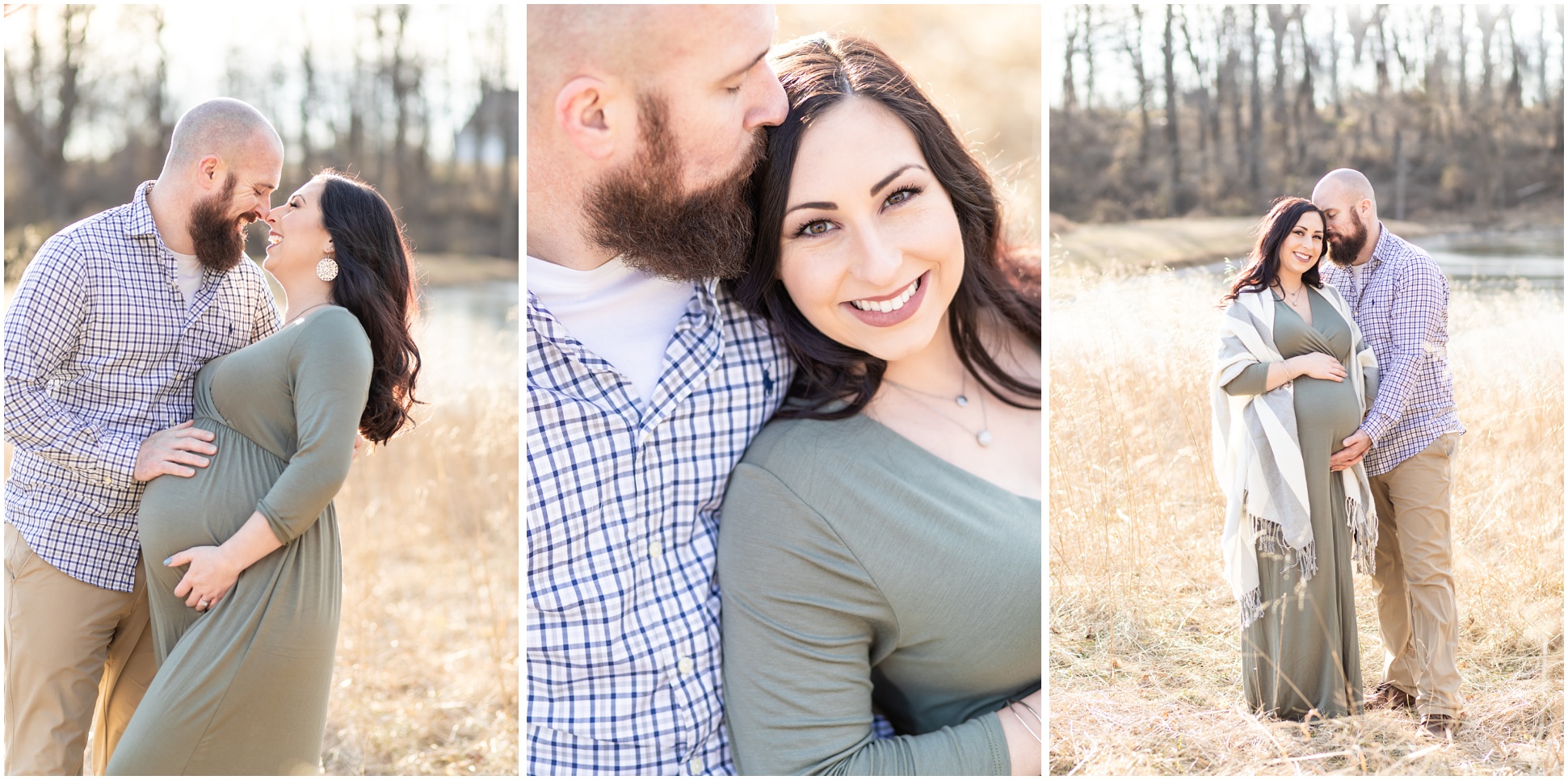 Three Images from Maternity Session in Harford County, MD in a Wheat Field