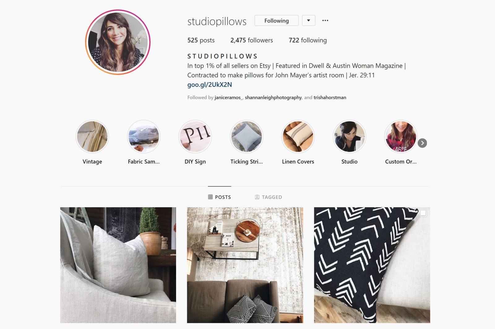 Studio Pillows Instagram Grid