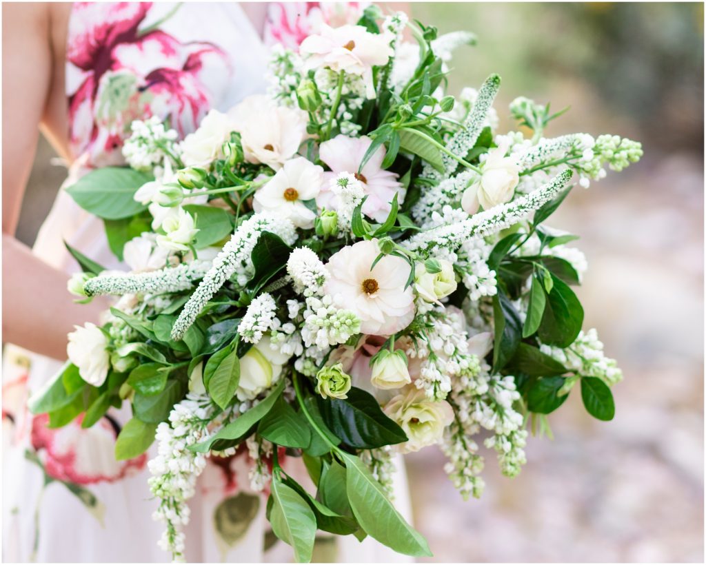 Bouquet of Garden greens and blush florals by butterfly petals