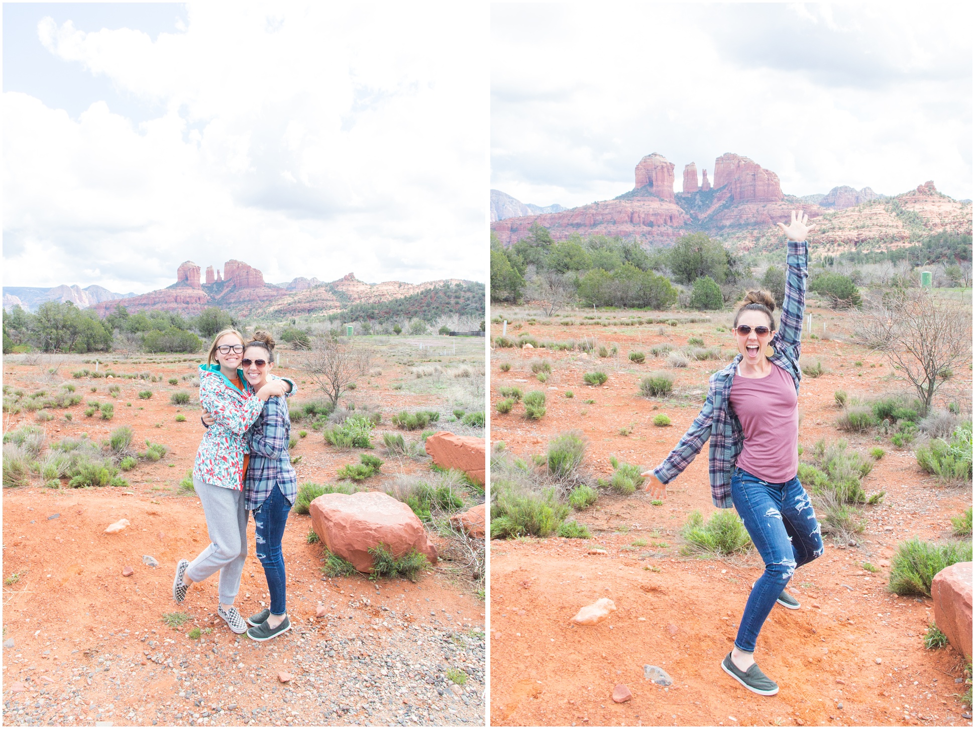 My daughter, Katlyn, and I posing in front of the Red Rocks in Sedona