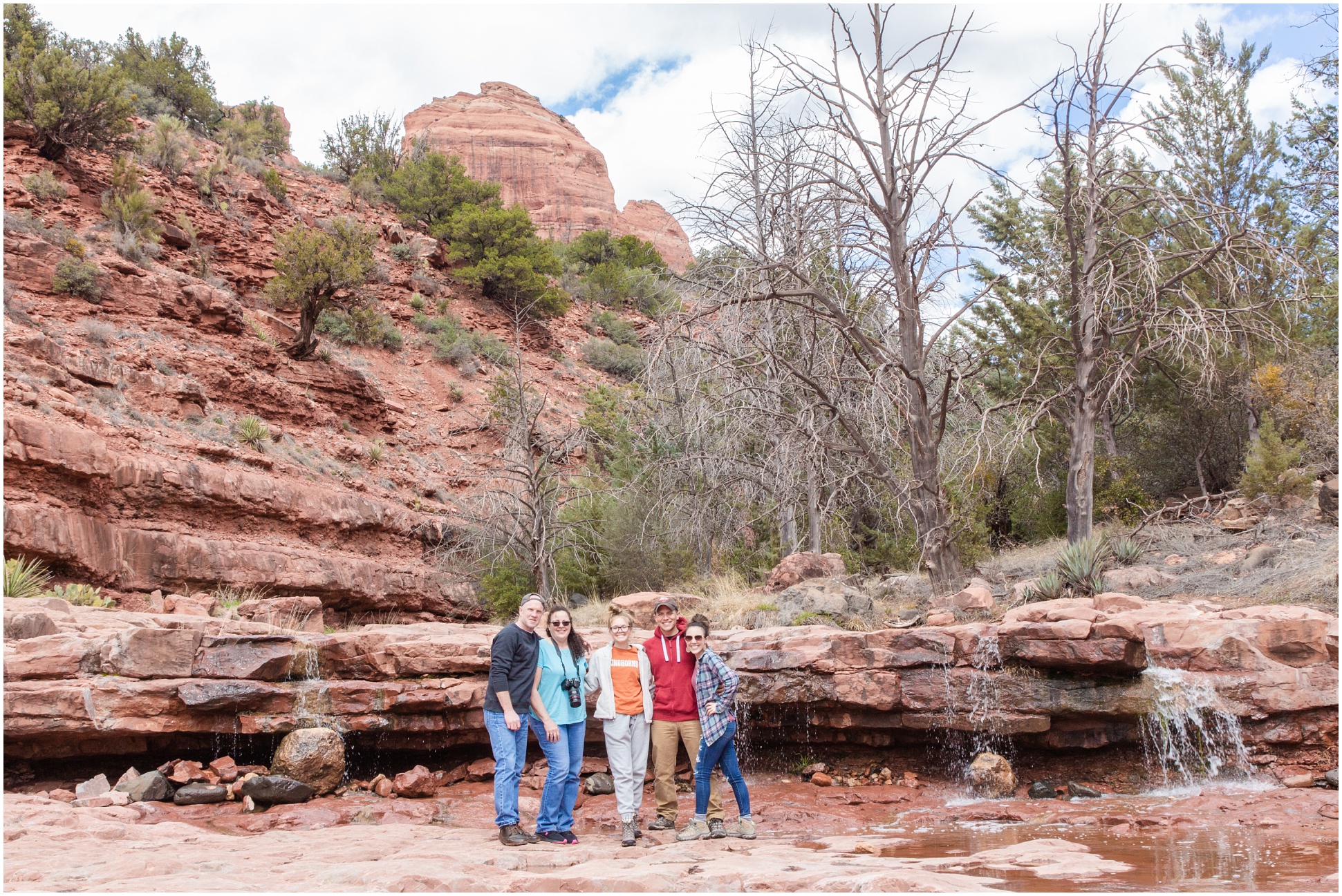 Family Photo at the Waterfall on Schnebly Hill Rd in Sedona