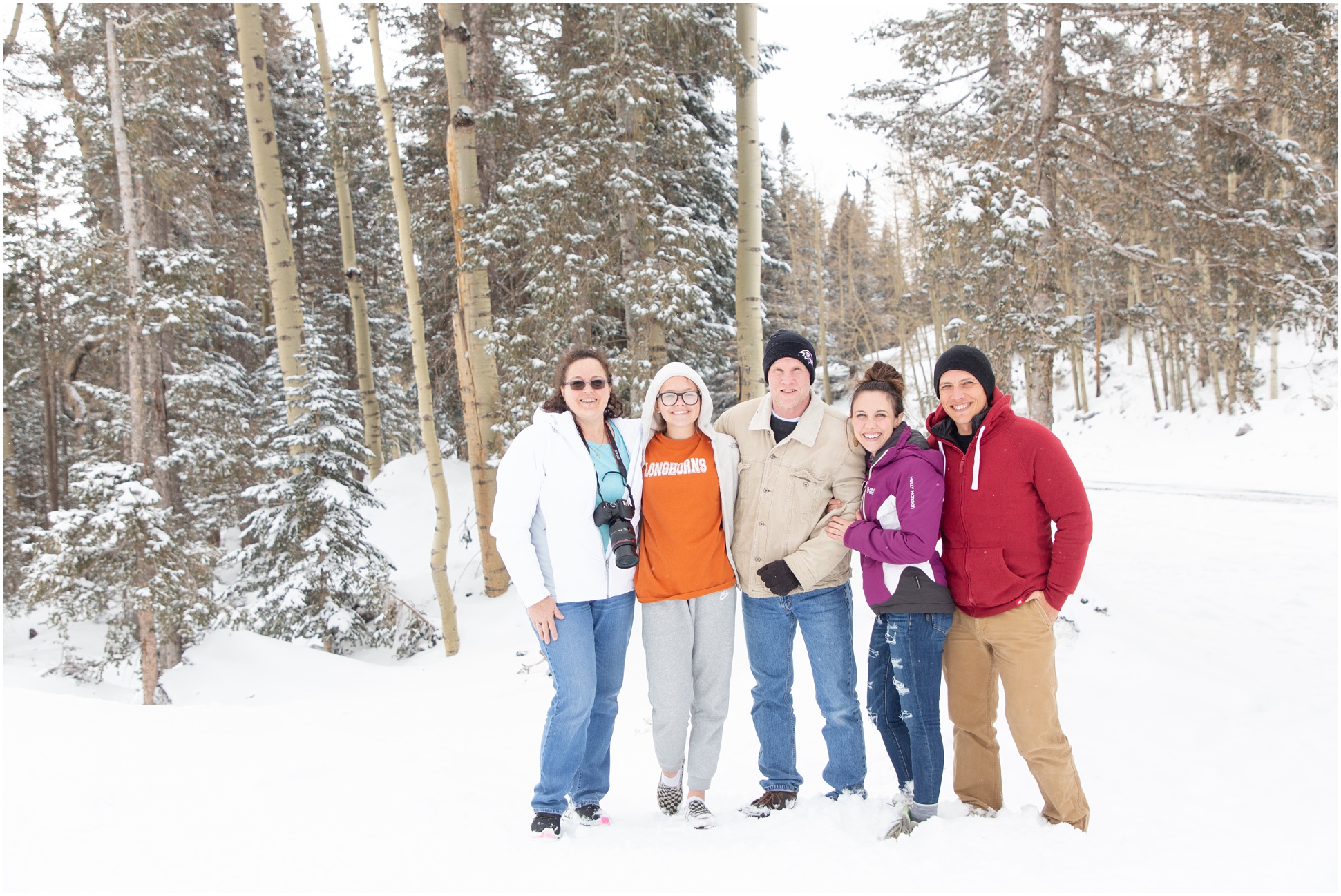 Family Photo in the snow at the snowbowl in Flagstaff, Arizona