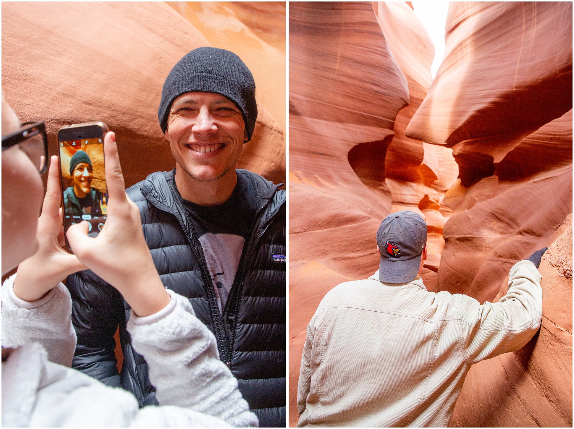 Two images of us on the Lower Antelope Canyon tour