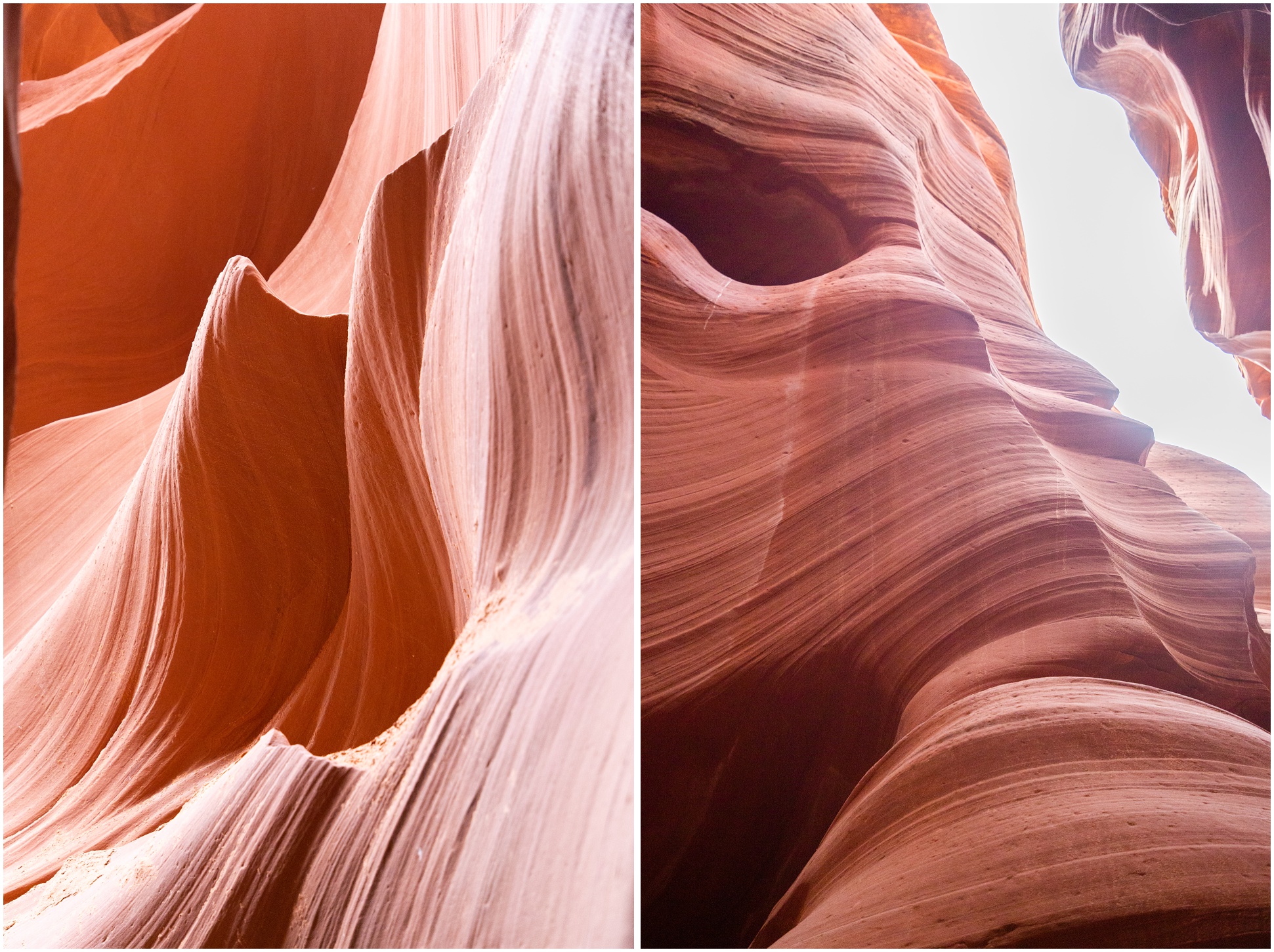 Two images of the Lower Antelope Canyon during Ken's Tours