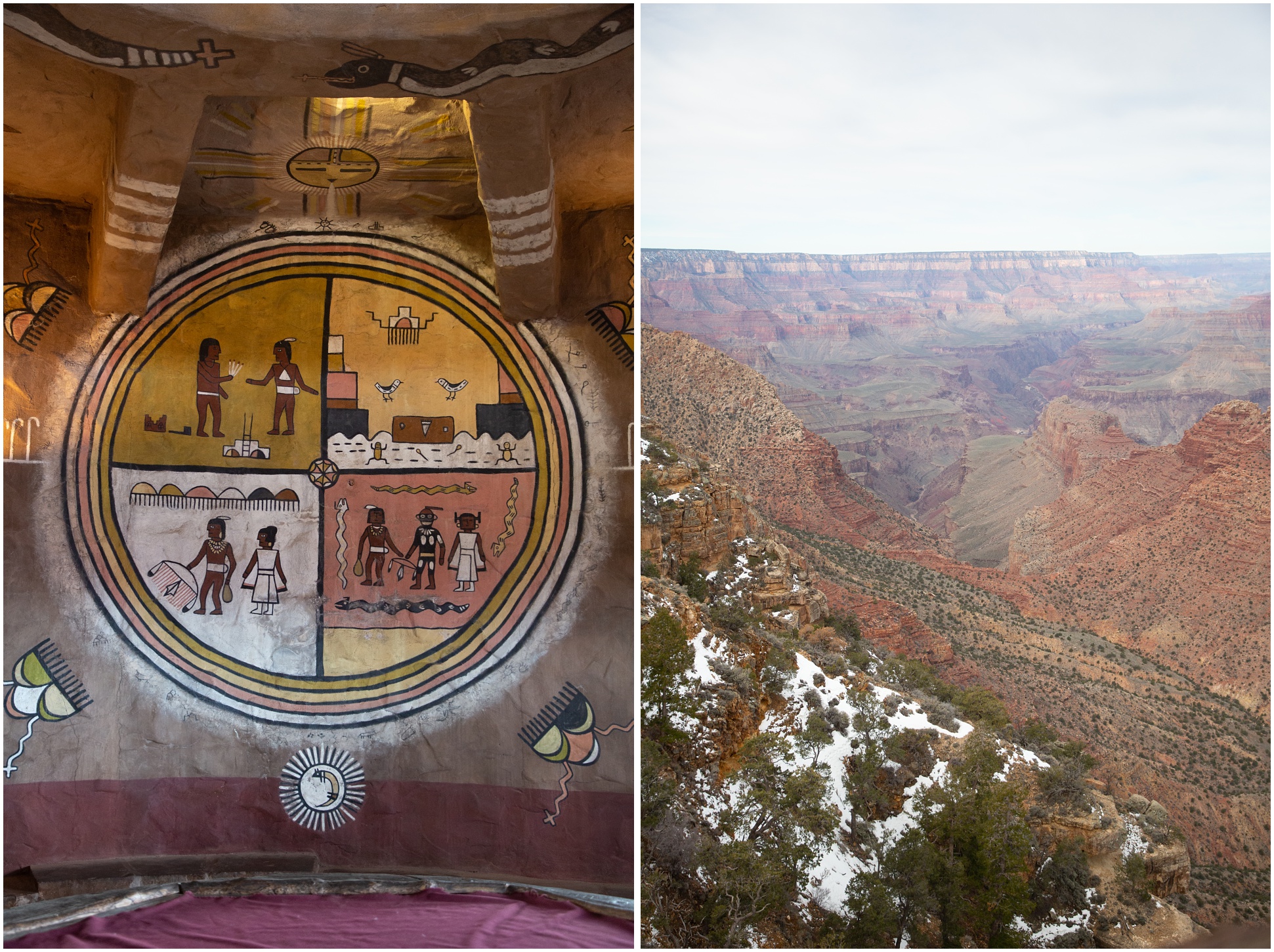 Two images of the details of the Grand Canyon