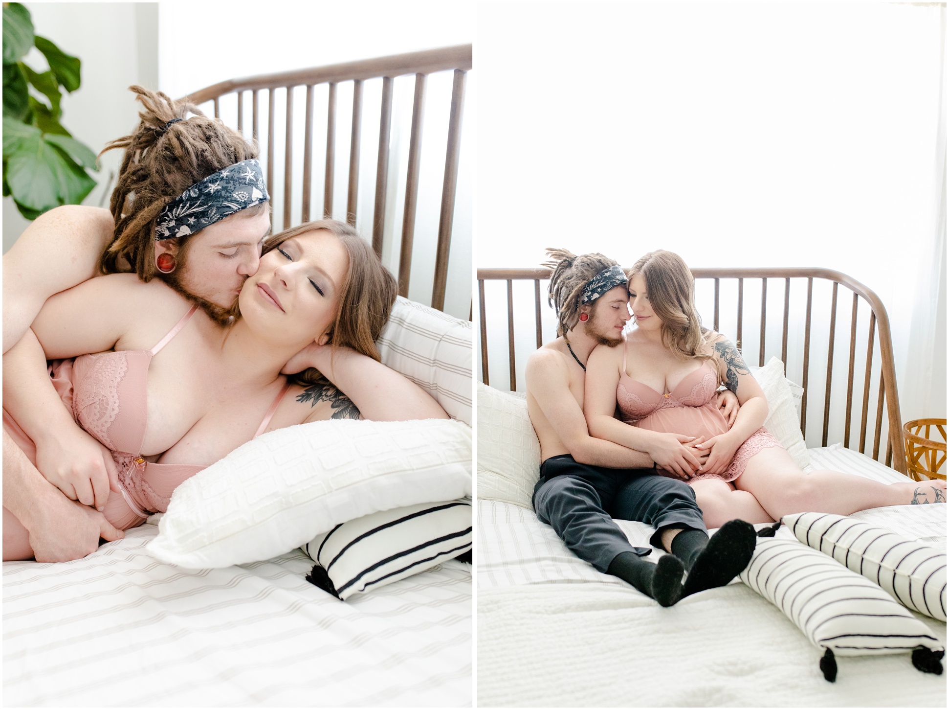 Intimate Maternity Session in Spare Bedroom of Chisel Built Air BnB Home