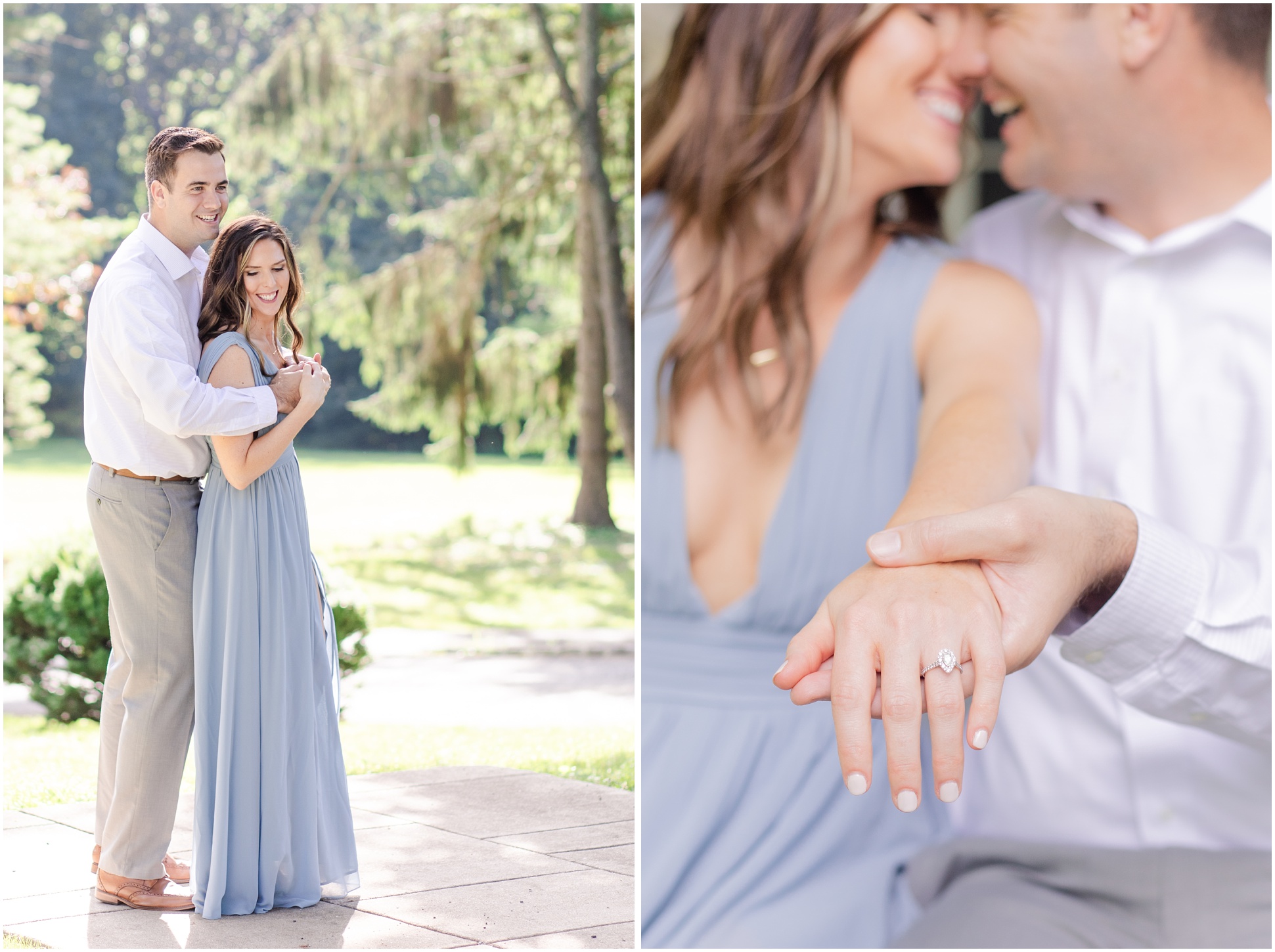 Two images of Angela and Jeff during their Harford County engagement session