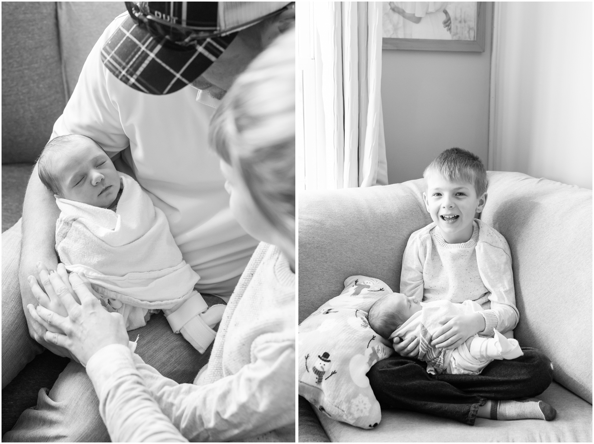 Two family photos at the McKinney Newborn Session