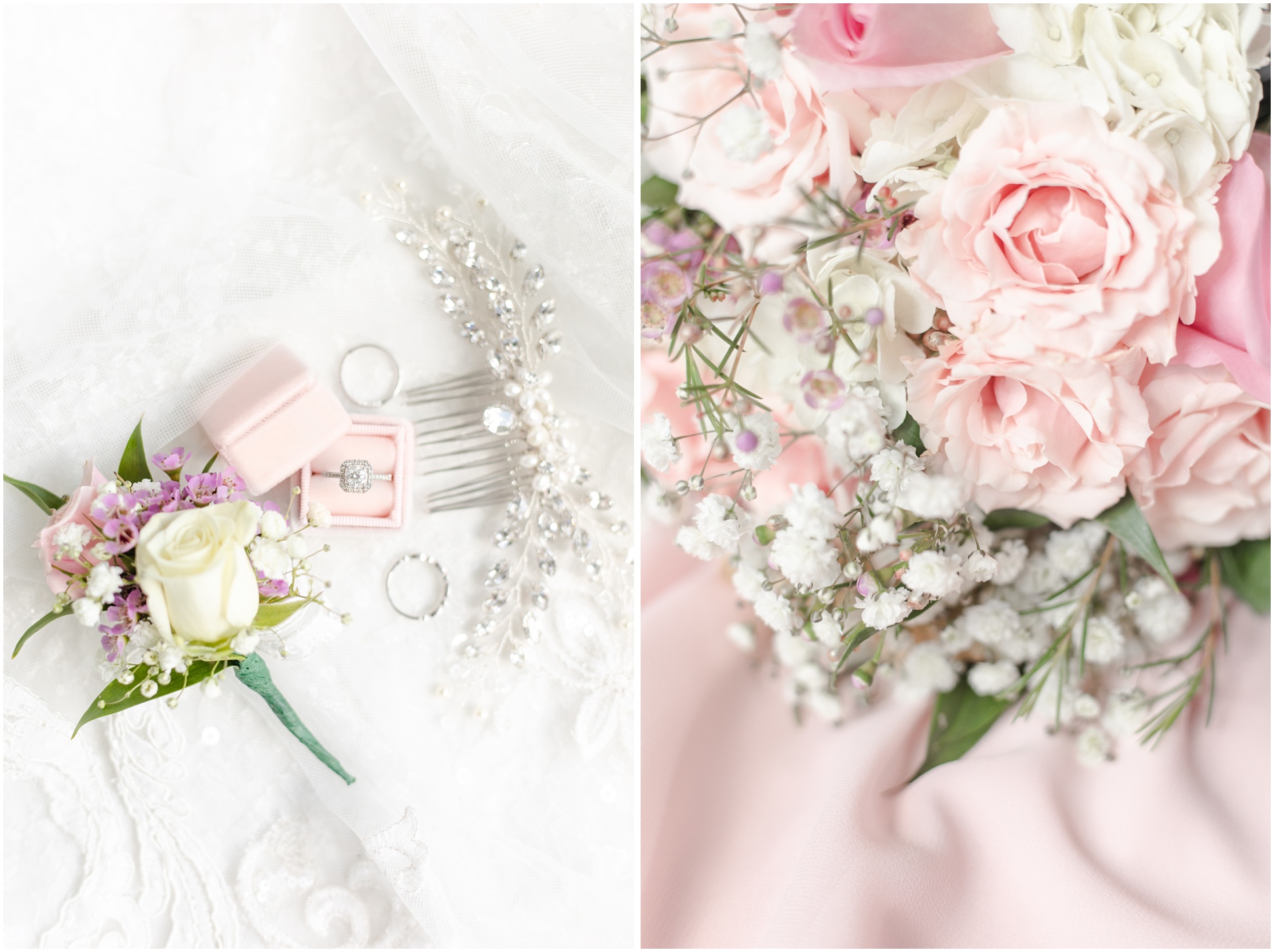 All the tiny little jewelry and floral details from the wedding day