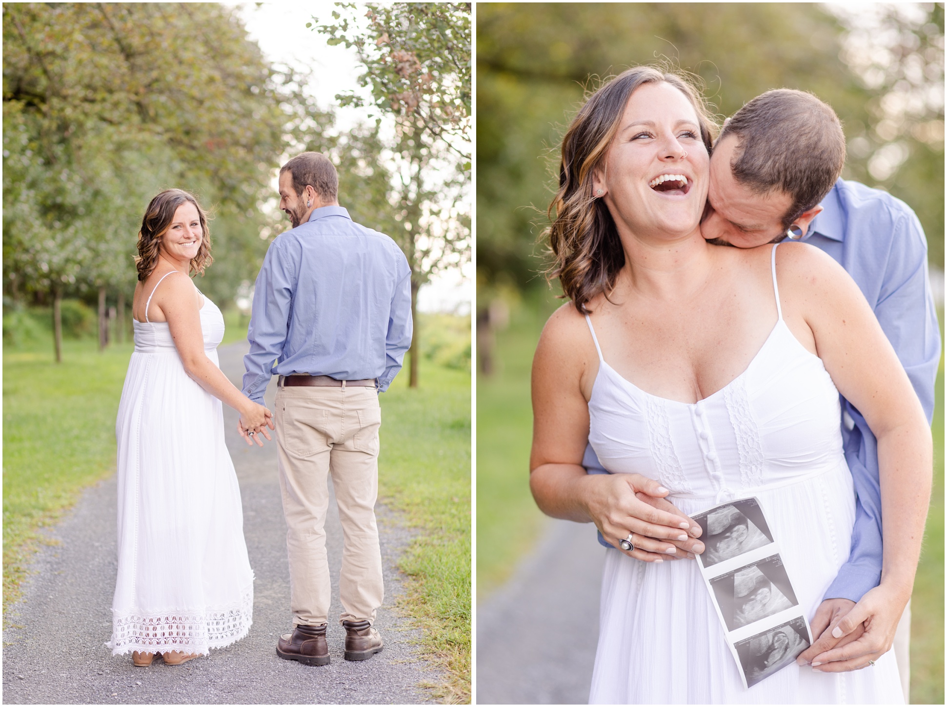 Two images from a pregnancy announcement at Rocky Ridge