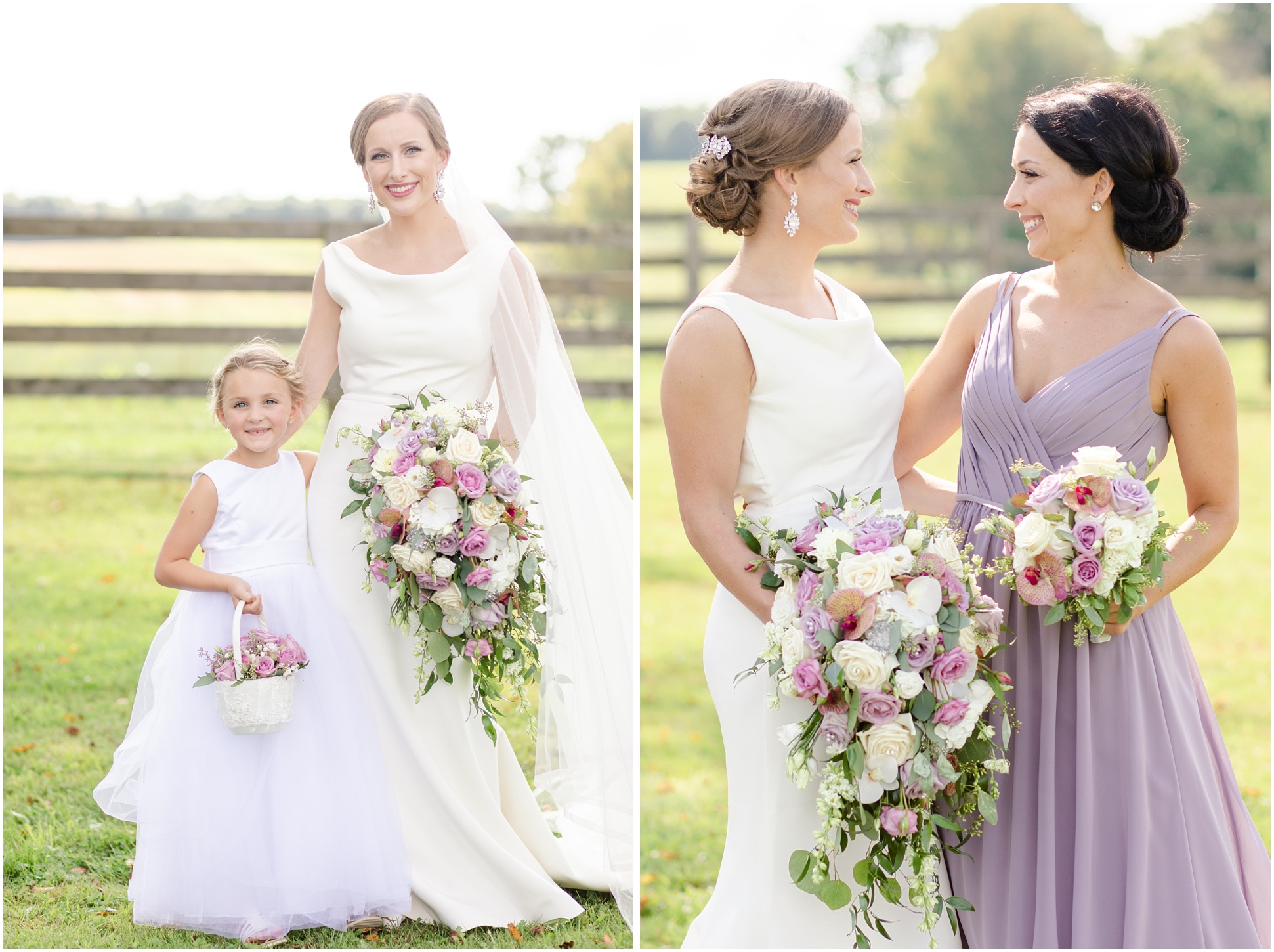 Left: Bride and flower girl, Right: Bride and maid of honor