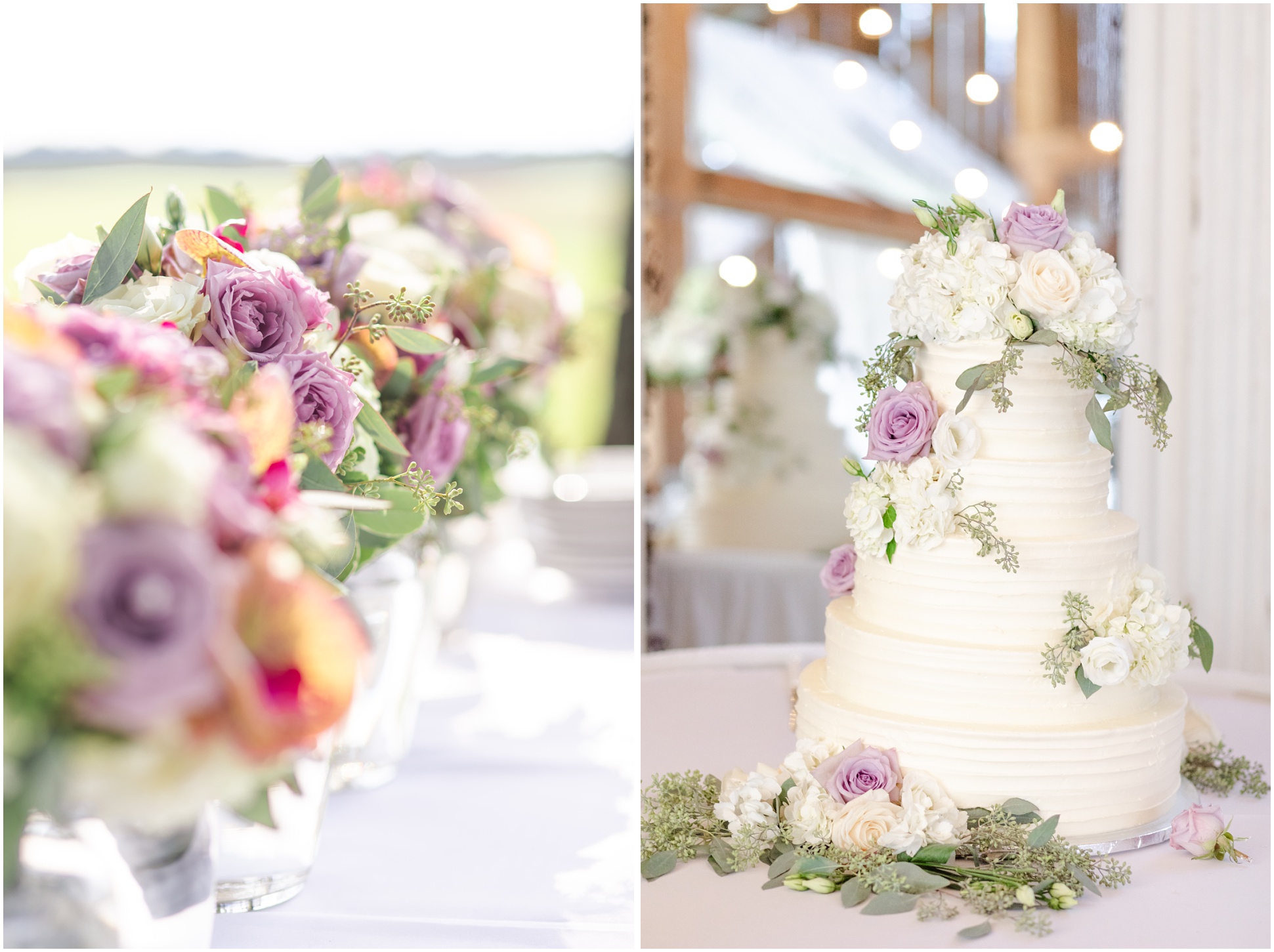 Purple wedding reception details