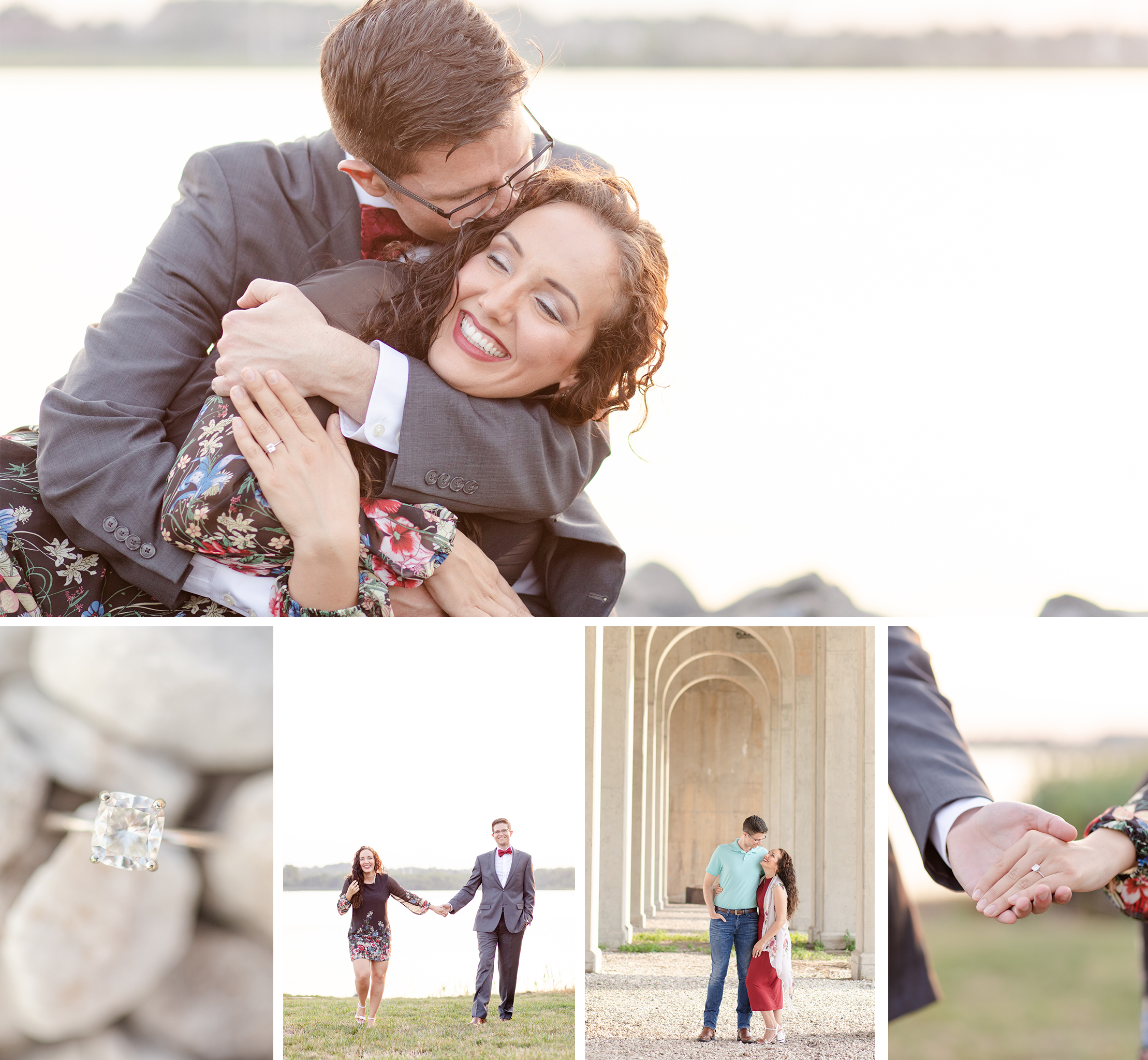 5 Image Collage of Couple at West Covington Park at