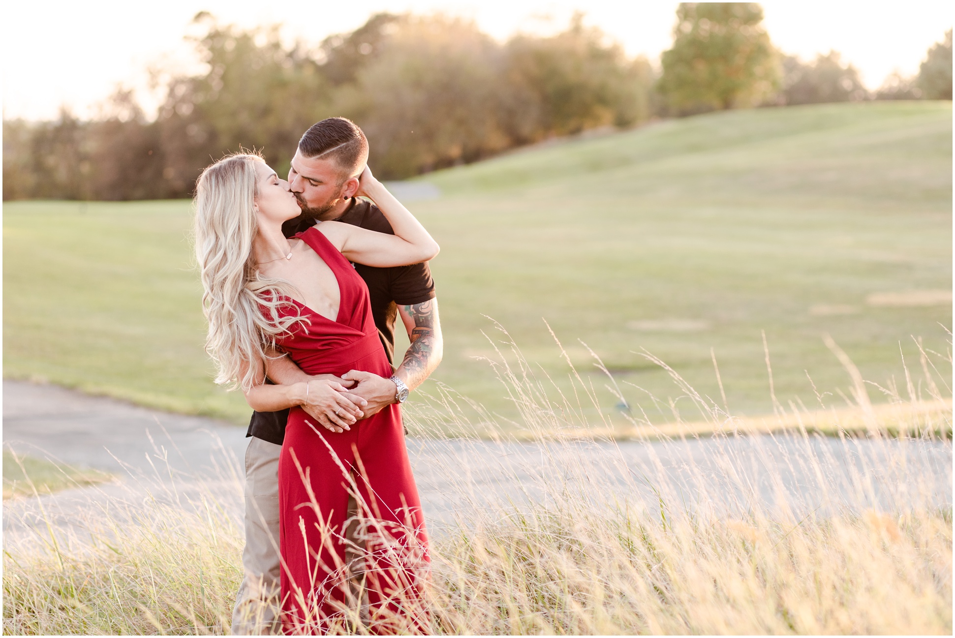 Golf course engagement session at Greystone