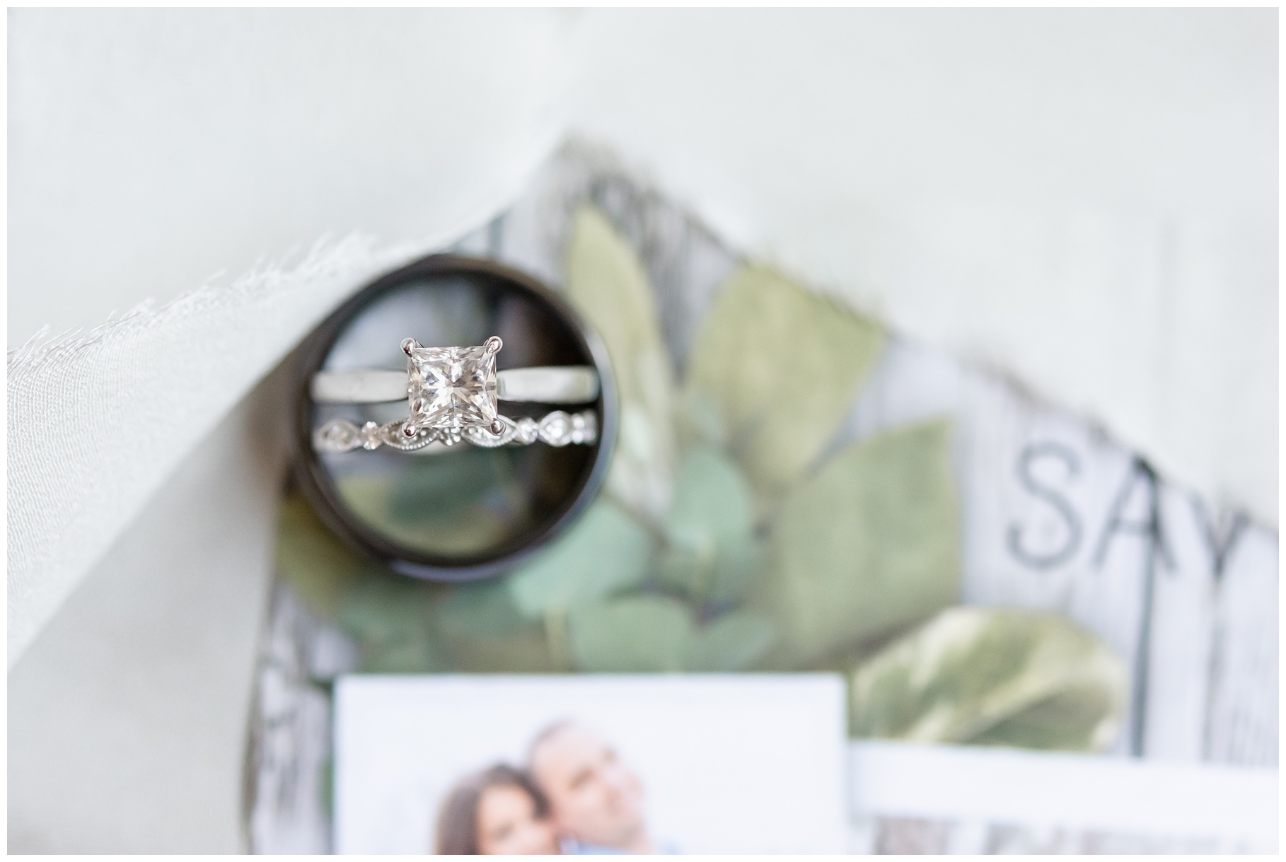 Wedding rings on save the date