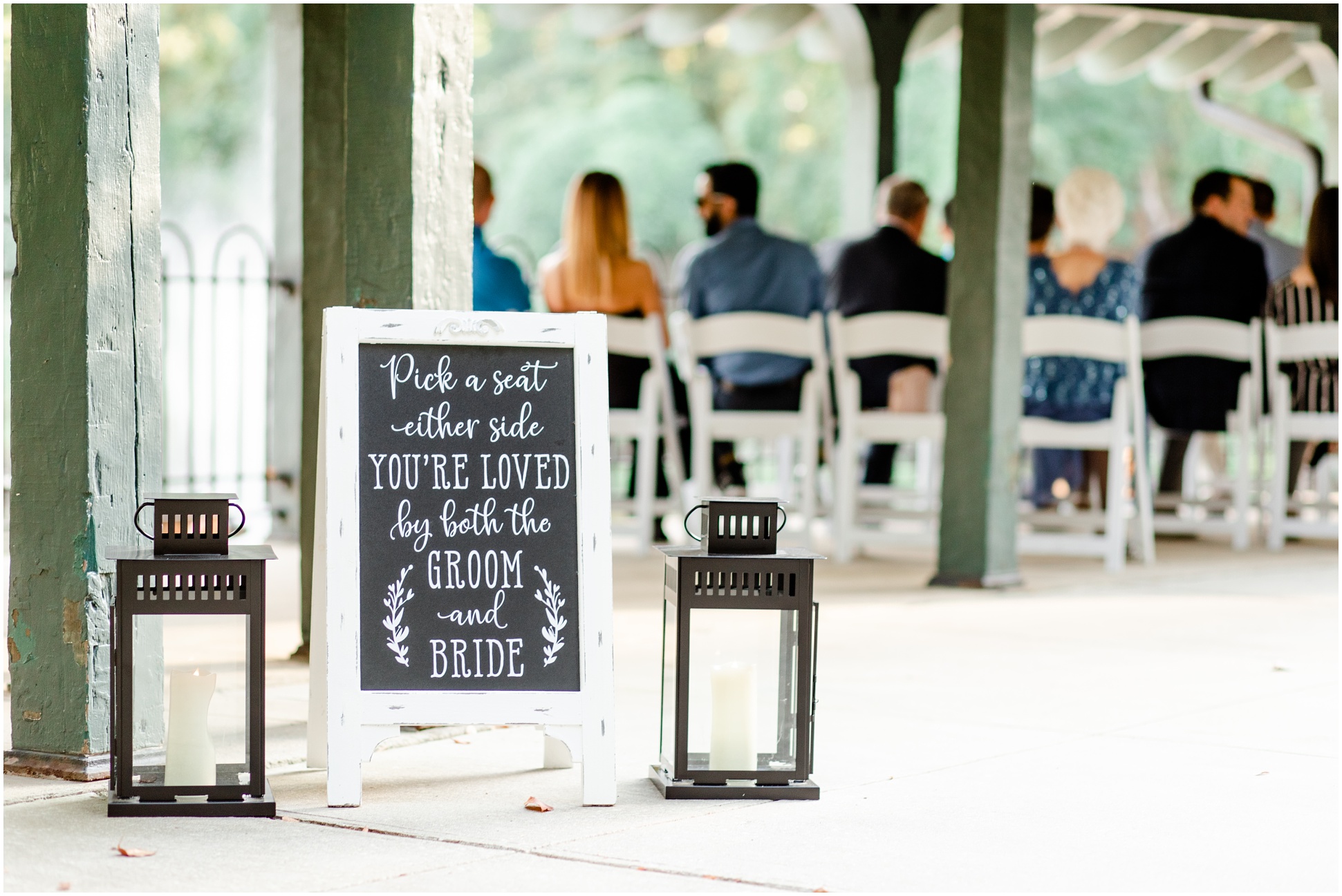 The ceremony location and sign for the Heaps wedding