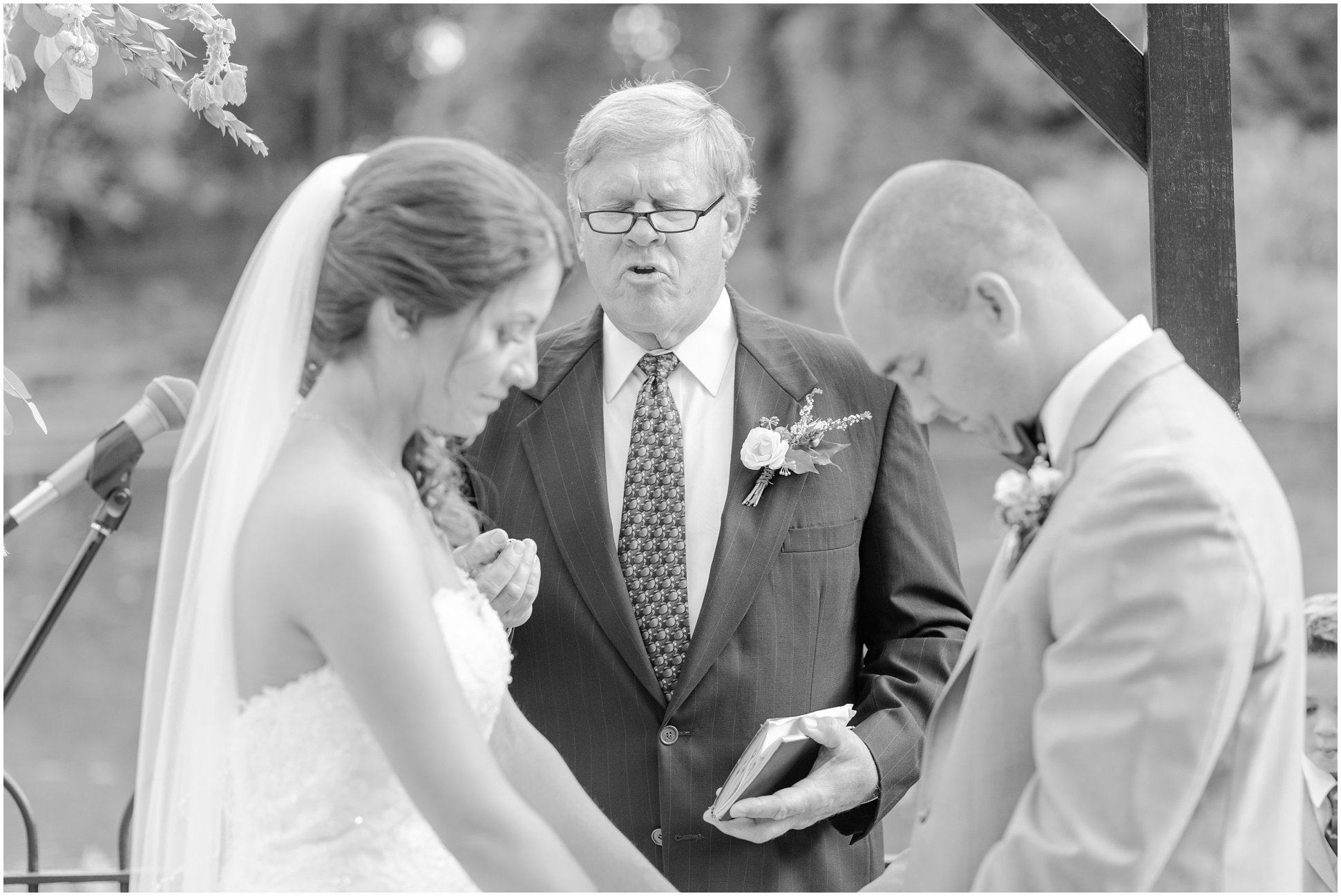 Black and white of the pastor giving the sermon