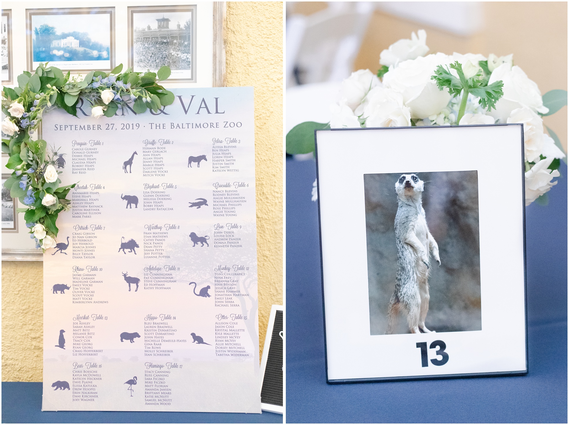 Zoo inspired reception details