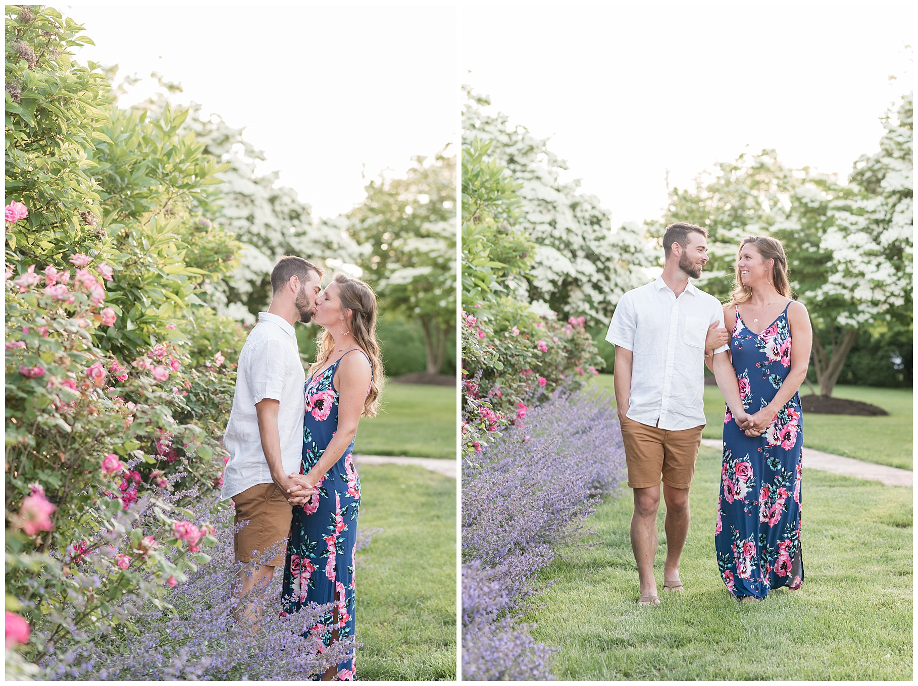 Engagement collage flower field