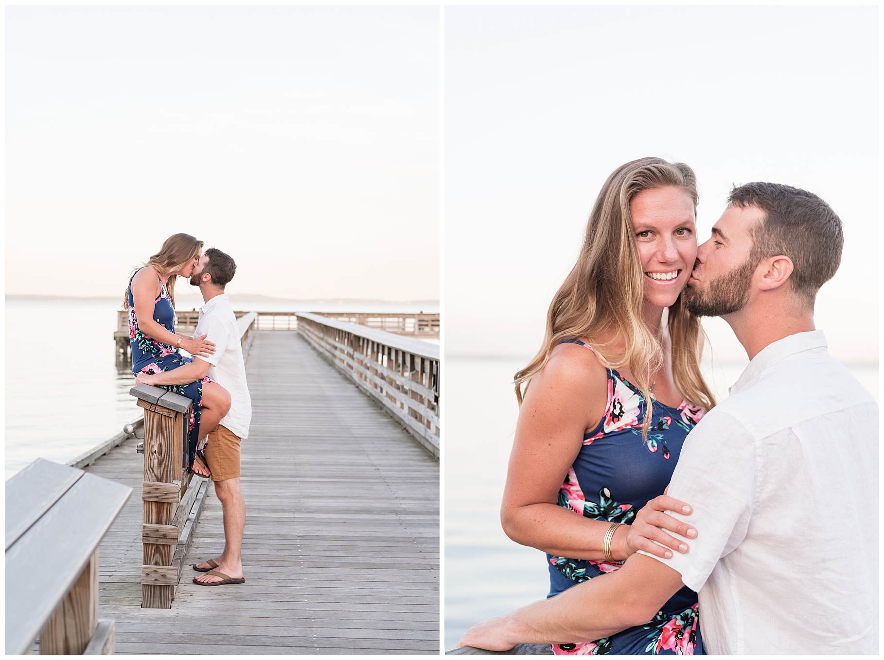 Couple Kissing on Dock Collage