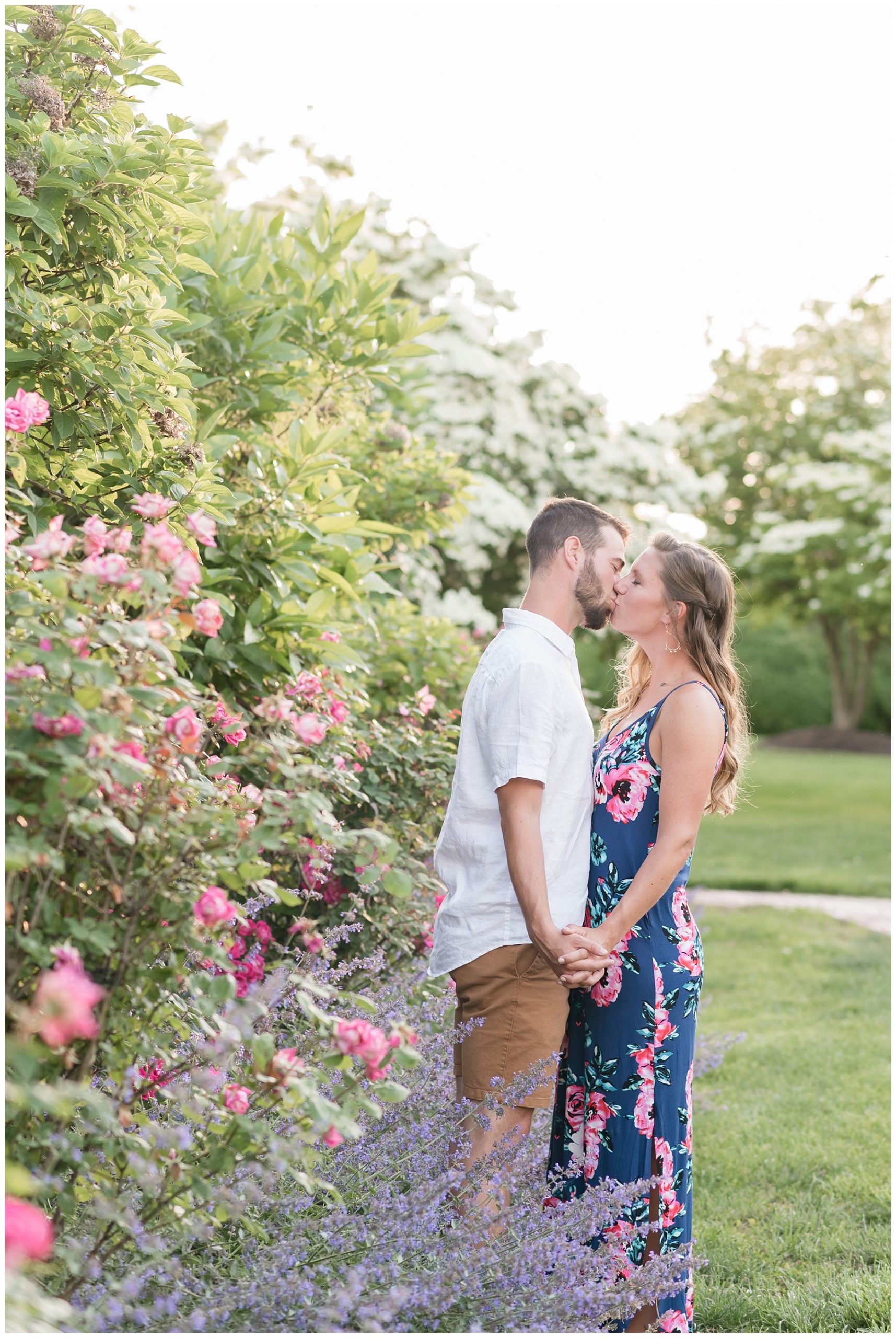 Couple Kissing in Flower Field