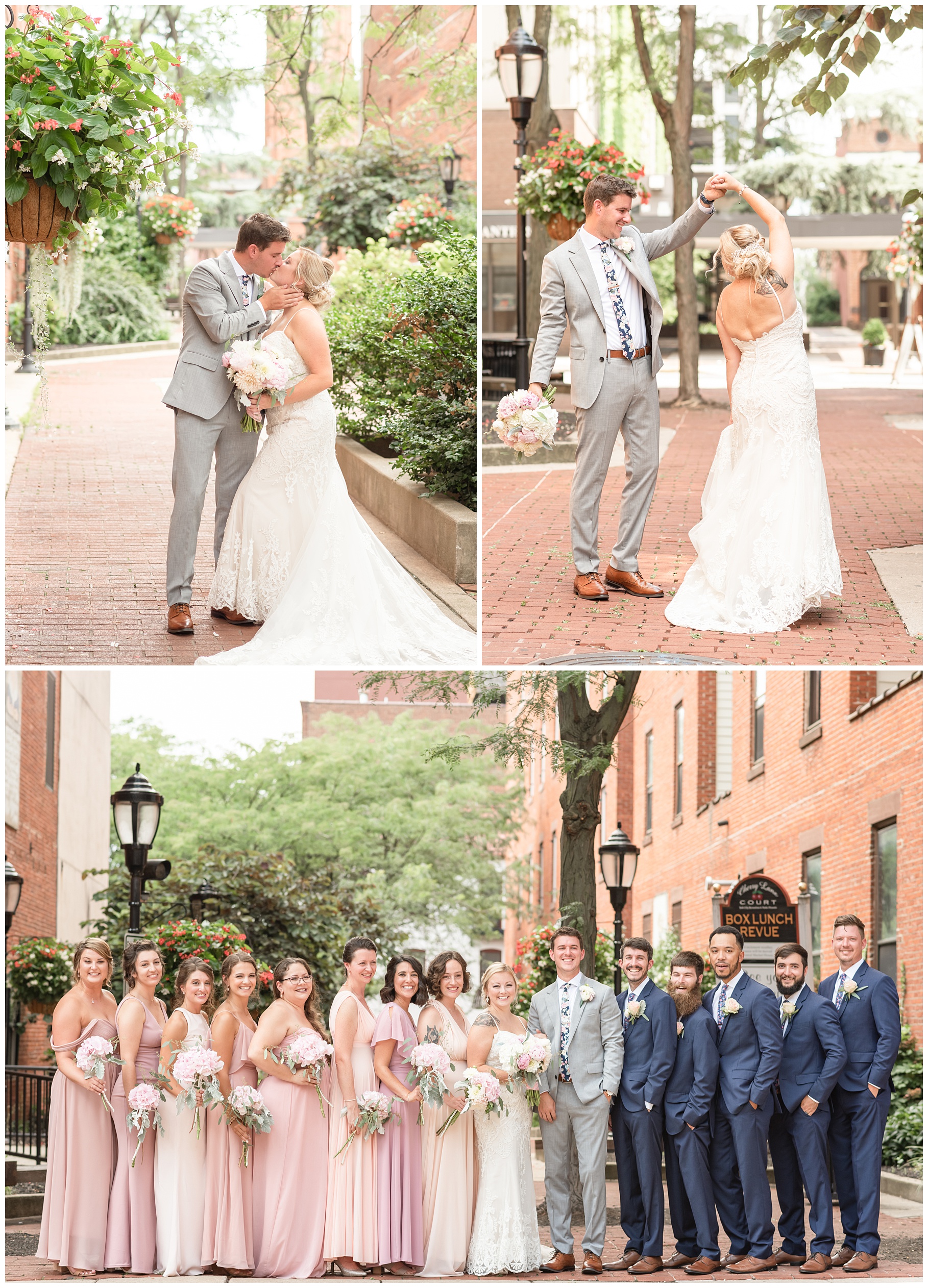Bride & Groom + Full Bridal Party Collage