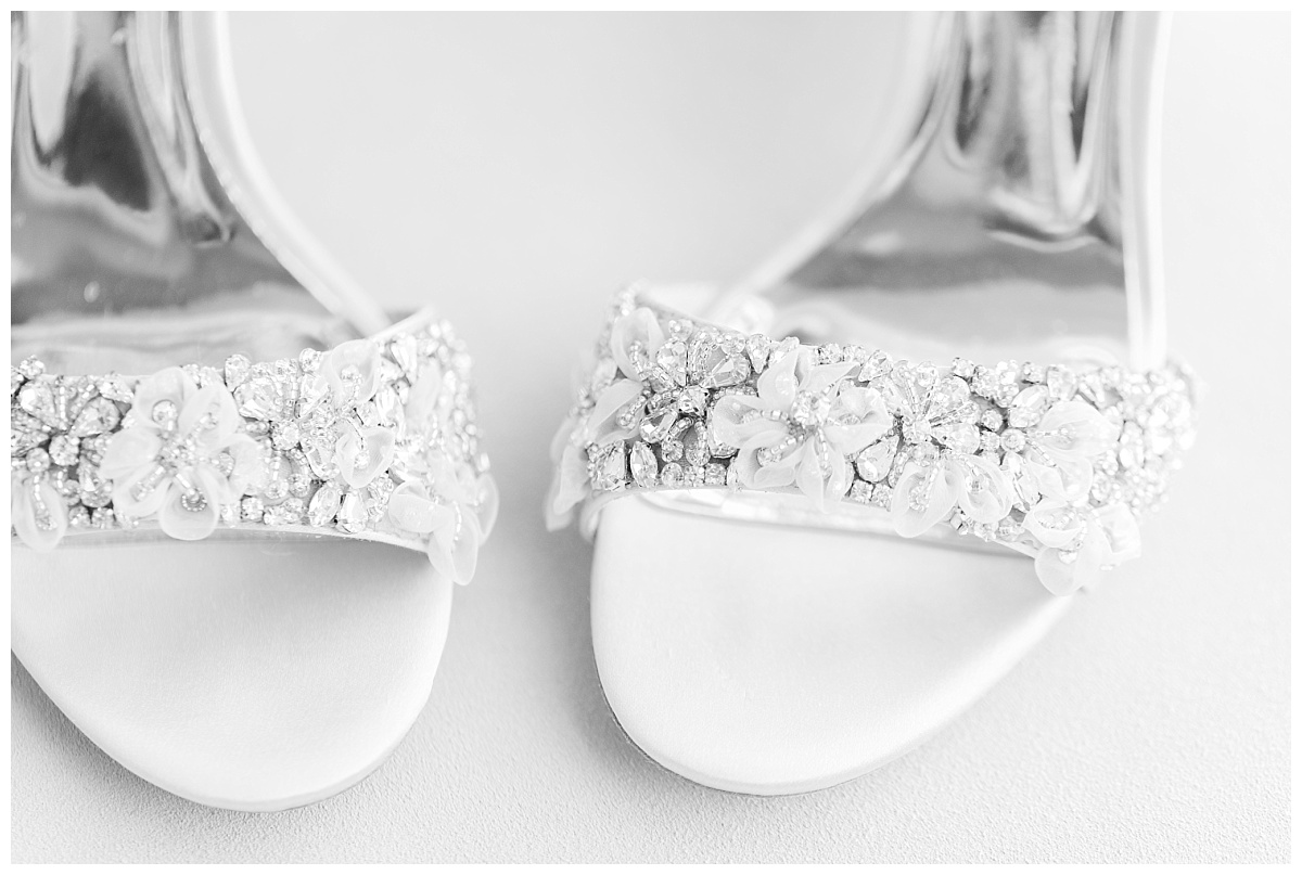 wedding day bridal shoes in black and white