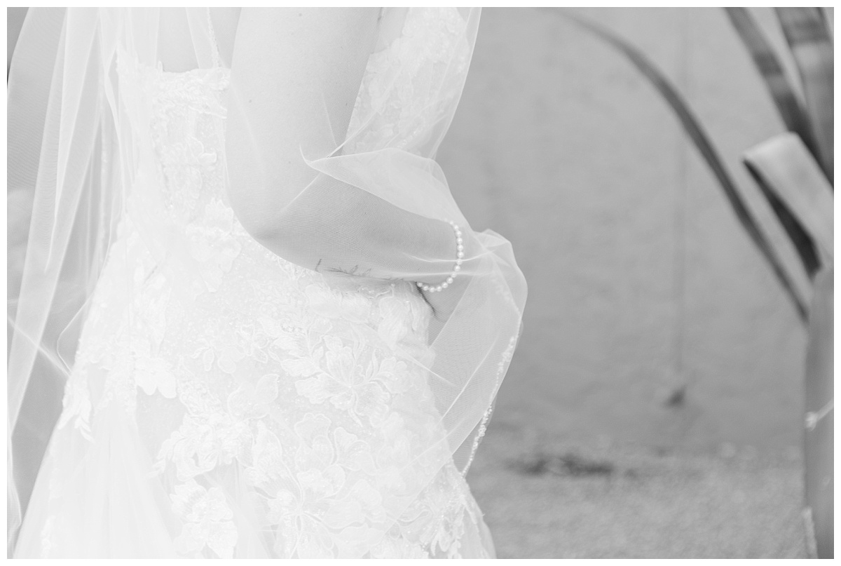 close up details of bride's veil
