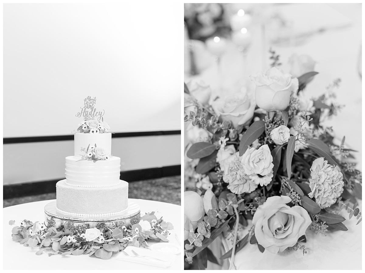 cake and reception flowers