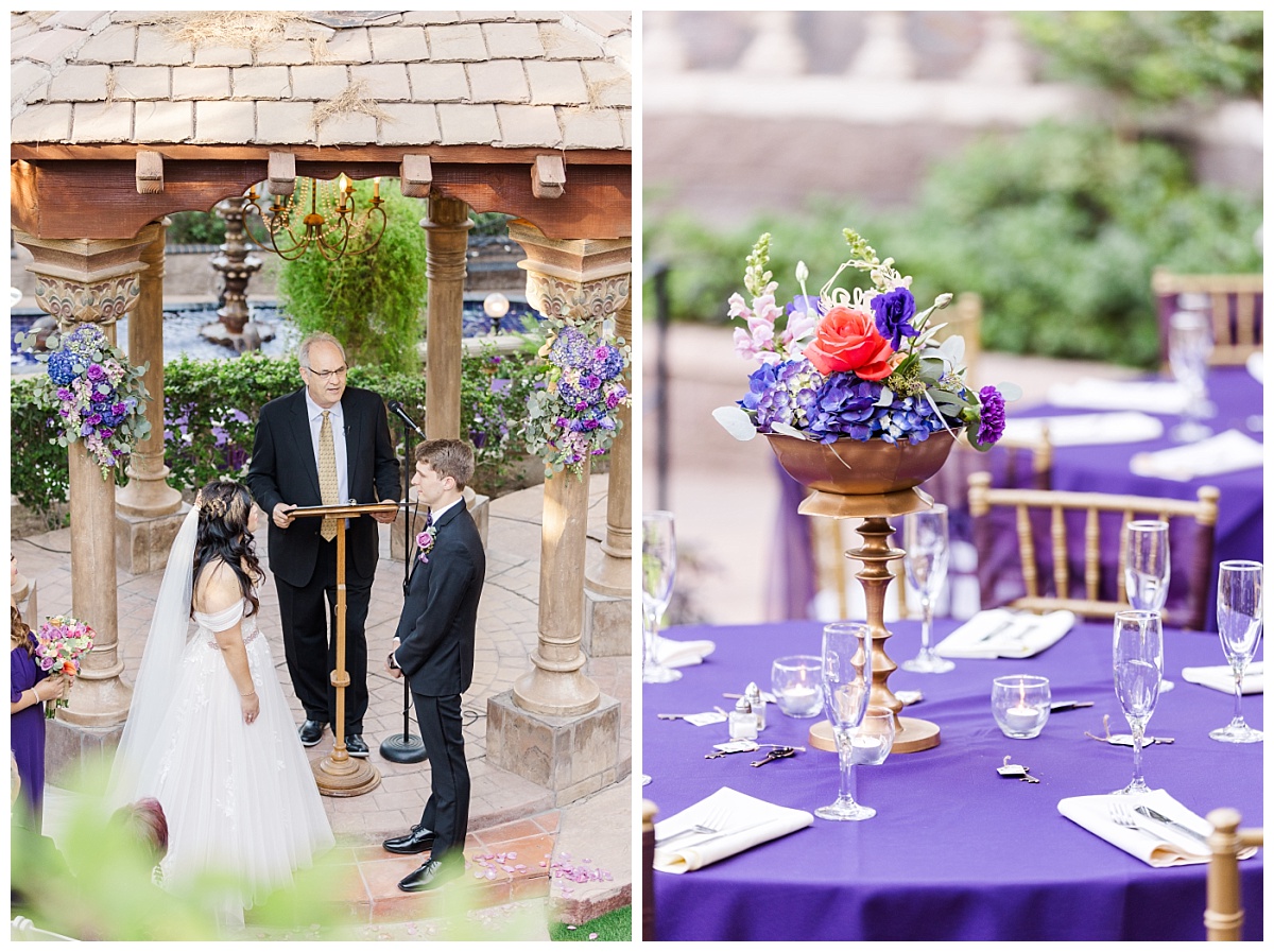 Ceremony with purple Florals