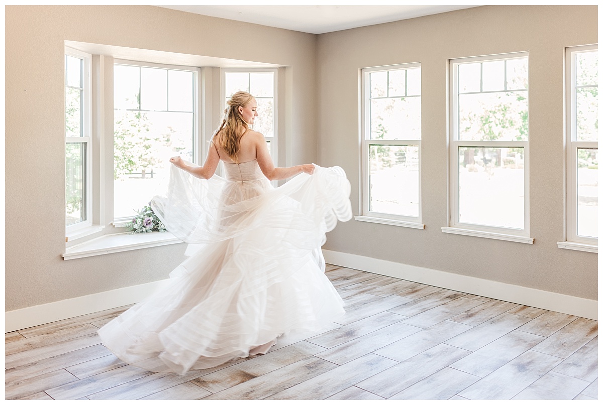 Bride twirling dress