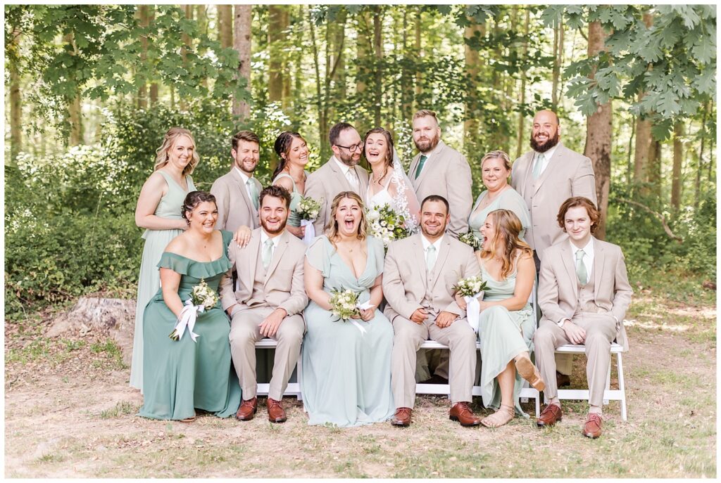 Full bridal party is full of smiles