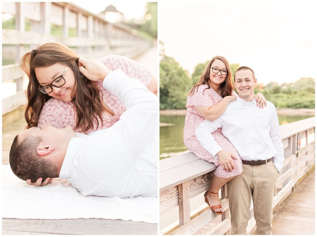 Snuggles on the Pier at Swan Harbor Engagement Session